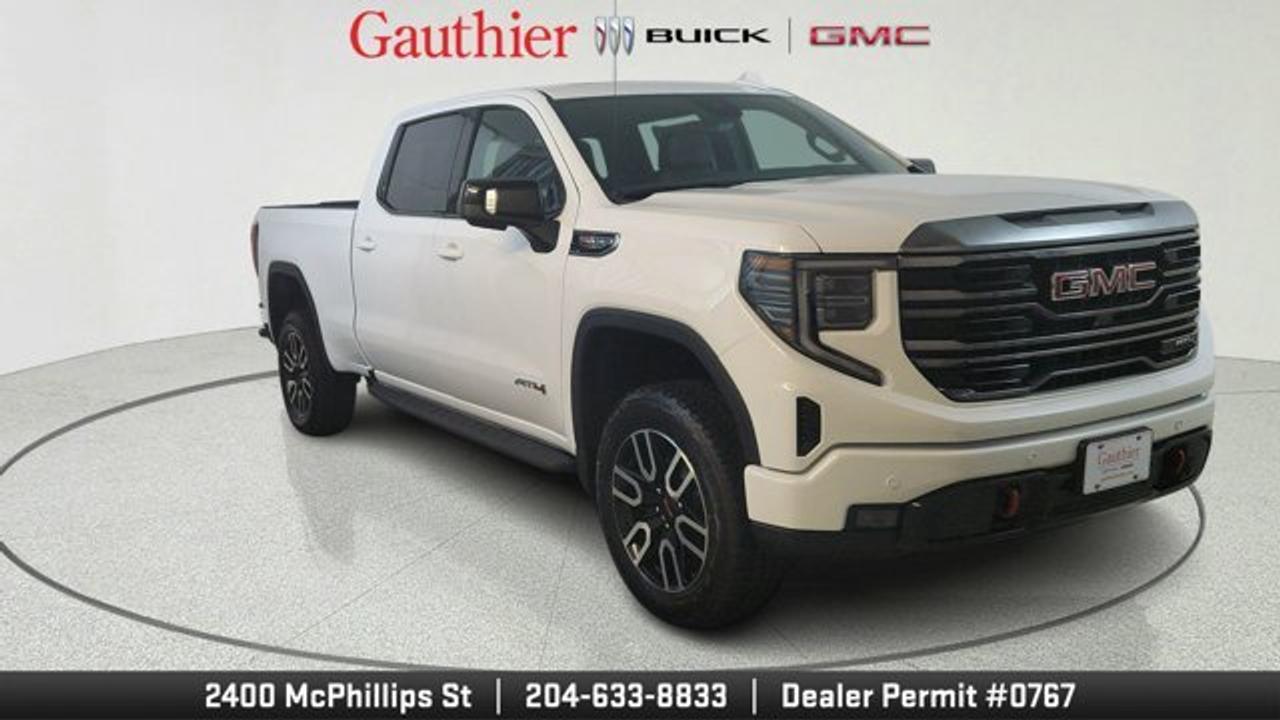 The 2024 GMC Sierra 1500 AT4 is a rugged off-road pickup that combines premium comfort with impressive all-terrain capability. Equipped with a 6.2 litre V8, factory-installed suspension lift, skid plates, all-terrain tires, and four-wheel drive, it is built to tackle challenging conditions with confidence. Inside, the Sierra AT4 features a refined cabin with advanced technology, a large touchscreen infotainment system, and the versatile MultiPro Tailgate for added convenience on the job site or the trail.