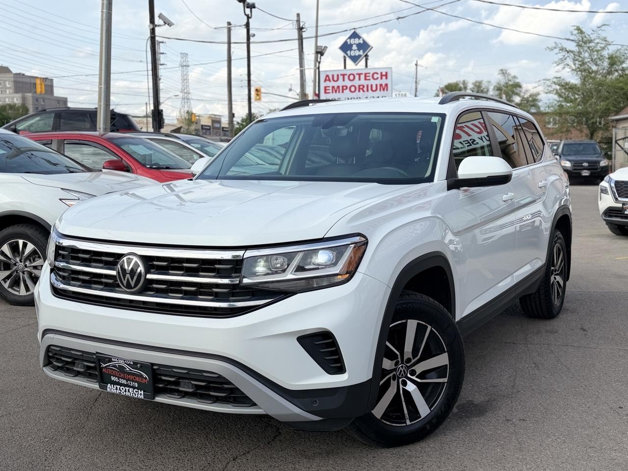 2021 Volkswagen Atlas Comfortline AWD Pearl White   7 Pass   Leather   B Photo