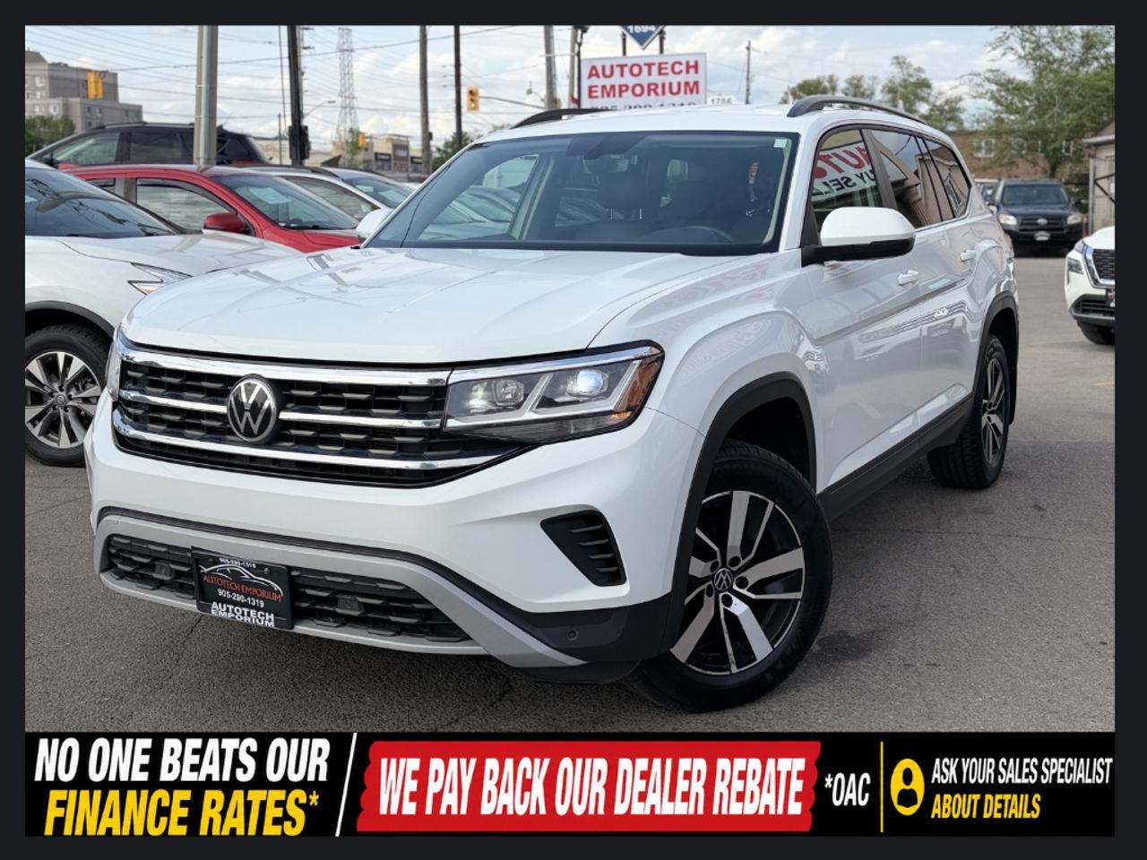 2021 Volkswagen Atlas Comfortline AWD Pearl White   7 Pass   Leather   B Photo