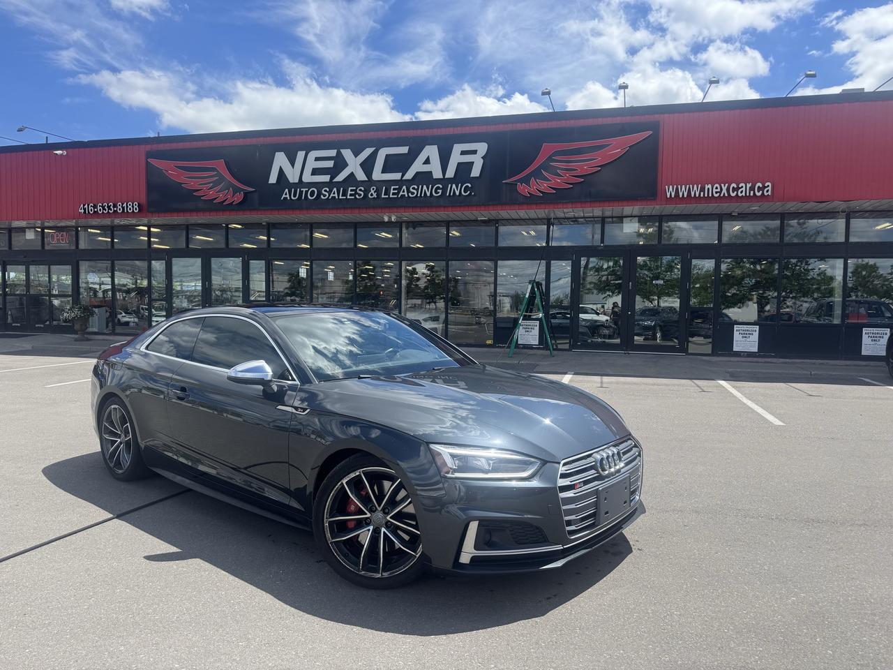 <p>WE ARE OPEN 7 DAYS A WEEK ........ COUPE ......... TECHNIK S-LINE PACKAGE ......... 3.0 LITER 6-CYLINDER SUPERCHARGED ENGINE WITH 349 HP AND 369 LB-FT OF TORQUE ....... QUATTRO - AWD ........ AUTOMATIC ........ RED LEATHER INT. ........ PANORAMIC ROOF ........ COOLED SEATS ......... A/C .......... NAVIGATION ....... BANG & OLUFSEN 3D SOUND SYSTEM ....... HEADS UP DISPLAY ........ BACKUP CAMERA ........... BLIND SPOT ......... LANE DEPARTURE ....... APPLE CARPLAY ......... HEATED SEATS ........... FOLDING SIDE MIRRORS ......... HEATED SIDE MIRRORS&nbsp; ........ BLUETOOTH ......... KEYLESS GO ........ PUSH START ............ POWER TAILGATE .......... POWER SEATS ....... ALLOY WHEELS ........ PARKING SENSORS ........ TPMS SYSTEM ........ KEYLESS ENTRY AND MUCH MORE ......<br><br>INTERESTED IN FINANCING THIS 4WD AUDI S5? WE INVITE ALL CREDIT TYPES TO APPLY:<br><br>FAIR CREDIT&nbsp; |&nbsp; GOOD CREDIT&nbsp; | EXCELLENT CREDIT<br>NO CREDIT&nbsp; |&nbsp; BAD CREDIT&nbsp; |&nbsp; NEW TO CANADA&nbsp; &nbsp;<br>CONSUMER PROPOSAL&nbsp; |&nbsp; BANKRUPTCY&nbsp; | COLLECTIONS<br><br>**ZERO MONEY ($0) DOWN! NO PAYMENT FOR 6 MONTHS AVAILABLE O.A.C**........<br><br>VEHICLES ARE NOT DRIVEABLE IF NOT CERTIFIED AND NOT E-TESTED, CERTIFICATION PACKAGE IS AVAILABLE FOR $899 + TAX & LICENSING ARE EXTRA ........<br><br>WE CAN HELP YOU FINANCE THIS AUDI IN 3 EASY STEPS:<br><br>1 - CONTACT NEXCAR BY PHONE (416) 633-8188 OR EMAIL INFO@NEXCAR.CA<br><br>2 - SPEAK & MEET WITH OUR SALES TEAM AT OUR INDOOR SHOWROOM LOCATED AT:<br>1235 FINCH AVE. W, TORONTO, ON M3J 2G4<br><br>3 - APPLY FOR FINANCING, FILL OUT OUR FORM: NEXCAR.CA/FINANCE<br><br>OPEN 7 DAYS A WEEK ........ THIS 4X4 AUDI S5 IS WAITING FOR YOU IN OUR HEATED INDOOR SHOWROOM ........ WE TAKE PRIDE IN OUR SALES, CUSTOMER SERVICE AND AUTO FINANCING SERVICES ........<br><br>ABOUT NEXCAR AUTO SALES & LEASING:<br><br>We are a family-owned and operated business for more than 15 years. Any automotive vehicle make and model can be found inside our indoor showroom. Our sales and financing team always work around the clock to find and provide you with the best deal possible. We also have an internal auto services and detailing area with full-time mechanics to handle all your vehicle needs.<br><br>AT NEXCAR WE&rsquo;RE HONORED TO SERVE CUSTOMERS&nbsp; ACROSS ONTARIO AND CANADA:<br><br>Greater Toronto Area, North Toronto, North York, Etobicoke, Scarborough, Mississauga, Oshawa, Vaughan, Richmond Hill, Markham, Stouffville, East Gwillimbury, Pickering, Ajax, Whitby, Hamilton, Burlington, Brampton, Waterloo, London, Goderich, Bayfield, Kincardine, Tobermory, Owen Sound, Keswick, Milton, Kitchener, Oakville, Niagara Falls, St. Catherines, Windsor, Bradford, Innisfil, Newmarket, Aurora, Georgina, Sutton, Kawartha, Port Perry, Peterborough, Kingston, Utica, Uxbridge, Ottawa, Kingston, Carleton Place, Barry&rsquo;s Bay, Penetanguishene, Muskoka, Alliston, New Tecumseth. Sudbury, Thunder Bay, Sault Ste Marie.....<br><br>DISCLAIMER: **ACCRUED INTEREST MUST BE PAID ON 6 MONTHS PAYMENT DEFERRAL.</p>