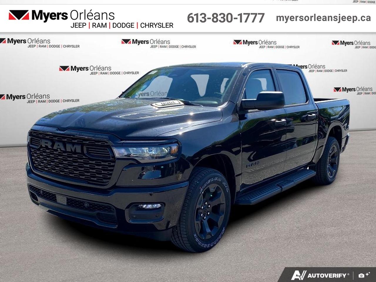 <b>Adaptive Cruise Control,  Remote Start,  Blind Spot Detection,  Lane Keep Assist,  Lane Departure Warning!</b><br> <br> Experience the perfect balance of power and luxury in the 2026 Ram 1500, built to handle every job with style.<br> <br>The Ram 1500s unmatched luxury transcends traditional pickups without compromising its capability. Loaded with best-in-class features, its easy to see why the Ram 1500 is so popular. With the most towing and hauling capability in a Ram 1500, as well as improved efficiency and exceptional capability, this truck has the grit to take on any task.<br> <br>This Diamond Black Crystal Pearl Crew Cab 4X4 pickup has an Automatic transmission and is powered by a 420HP 3.0L Straight 6 Cylinder Engine. <br> <br> Our 1500s trim level is Express. This capable pickup blends strength, utility, and modern convenience for drivers who demand more from their truck. Its bold exterior design features smart functional details like heated mirrors, deep-tinted glass, and a durable cargo bed with easy tailgate access. Inside, the cabin delivers comfort and practicality with spacious seating, smart storage, and intuitive technology including an 8.4-inch Uconnect touchscreen, smartphone integration, and a Wi-Fi hotspot. Convenience features like remote start, adaptive cruise control, and keyless entry make every drive easier, while advanced safety systems such as Blind Spot Detection, Forward Collision Warning, Active Lane Management, and ParkSense parking sensors provide peace of mind on every journey. This vehicle has been upgraded with the following features: Adaptive Cruise Control, Remote Start, Blind Spot Detection, Lane Keep Assist, Lane Departure Warning, Heated Mirrors.<br><br> View the original window sticker for this vehicle with this url <b><a href=http://www.chrysler.com/hostd/windowsticker/getWindowStickerPdf.do?vin=1C6SRFGP6TN382263 target=_blank>http://www.chrysler.com/hostd/windowsticker/getWindowStickerPdf.do?vin=1C6SRFGP6TN382263</a></b>.<br> <br>To apply right now for financing use this link: <a href=https://www.myersorleansjeep.ca/apply-for-financing/ target=_blank>https://www.myersorleansjeep.ca/apply-for-financing/</a><br> <br/>Total rebate of $6500 is reflected in the price. 5.29% financing for 96 months. <br> Buy this vehicle now for the lowest weekly payment of <b>$198.60</b> with $0 down for 96 months @ 5.29% APR O.A.C. ( Plus applicable taxes - **Rebates may not be applicable on all purchase types [cash, lease, or finance]. Eligibility and conditions may vary. Please see dealer for full details and confirmation of eligibility. / Total Obligation of $82619 ). Incentives expire 2026-06-30. See dealer for details. <br><br>The road to new driving experiences begins in our inventory, where youll find an incredible array of brand-new cars, trucks, minivans, and SUVs, including two of our bestselling models, the Dodge Ram 1500 and the Dodge Grand Caravan. If you want to know what the cutting edge of automotive technology looks like, all you have to do is visit Myers Orleans Jeep! Each model comes loaded with the convenient features and cool technology that help make every trip memorable. Looking for additional everyday luxury at a price thats incredibly wallet-friendly? Choose from our selection of quality pre-owned models! If you can think of a road, our friendly and knowledgeable sales team will help you find the perfect vehicle to drive it.<br><br>We may be a well-established dealership thats been part of the community for many years, but that doesnt mean were stuck in the past! At Myers Orleans Jeep, were proud to provide a fresh, modern approach to car buying. Using our array of online tools, you can browse our extensive inventory, schedule a service appointment, order parts, and even apply for credit from wherever youve got a connection. Our goal is to create relationships that will last, and we know that the best way to do this is by providing a dealership experience thats based on honesty, transparency, trust, and a commitment to customers. Stop by today and discover all the ways we go above and beyond for you.<br><br> Come by and check out our fleet of 30+ used cars and trucks and 80+ new cars and trucks for sale in Orleans.  o~o