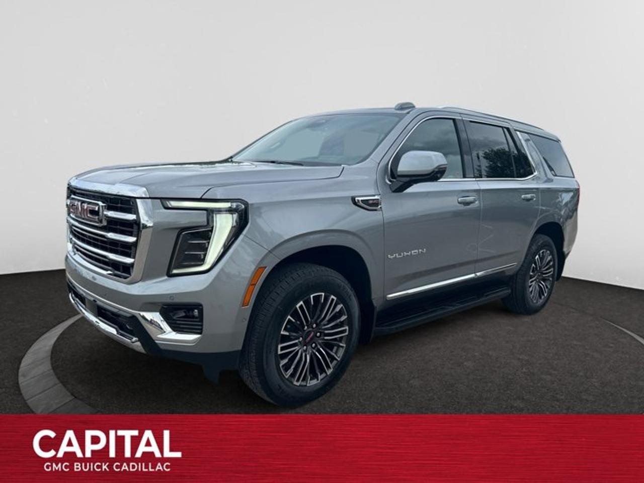 This 2026 GMC Yukon in Sterling Metallic is equipped with 4WD and Gas V8 5.3L/ engine.The GMC Yukon is designed with power and purpose. Bold exterior styling cues and refined details give it an unmistakable presence on the road. From its three-dimensional grille, advanced lighting and stylish wheels to its active grille shutters, rainsense front wipers and hidden rear wiper, youll find innovative features both inside and out. With seating for up to nine, premium materials and inspiring capability, this SUV offers a perfect blend of craftsmanship, comfort and functionality. The interior features optional heated and ventilated seats, heated steering wheel, a quiet cabin, keyless open and start and climate controls. Not to mention the innovative seating and storage, from third-row power fold flat seats and second-row power-release fold and tumble seats to a large center console, articulating screen with hidden storage and 1113 L /39.3 cu. ft. (XL model; Yukon 433 L /15.3 cu. ft.) of cargo space behind the third row. The Yukon comes with 5.3L V-8 EcoTec3 Engine, can tow up to 3856 KG (8500 LB.) And to deliver a refined, solid and smooth drive, youll find hydraulic mounts, improved handling and automatic locking rear differential. Technology and infotainment innovations let you stay conveniently connected and in control, with features like multiple USB ports and an 8-inch infotainment system with available navigation. Not to mention a customizable driver information center, rear vision camera, rear seat reminder and access to the myGMC app. This SUV is equipped with an array of available advanced safety features to help prepare you for the unexpected, including available forward collision alert, low speed forward automatic braking, front and rear park assist, and much more.Check out this vehicles pictures, features, options and specs, and let us know if you have any questions. Helping find the perfect vehicle FOR YOU is our only priority.P.S...Sometimes texting is easier. Text (or call) 306-801-9090 for fast answers at your fingertips!Dealer License #914248Disclaimer: All prices are plus taxes & fees. See dealer for Details. Dealer Permit # 914248 See dealer for Details.