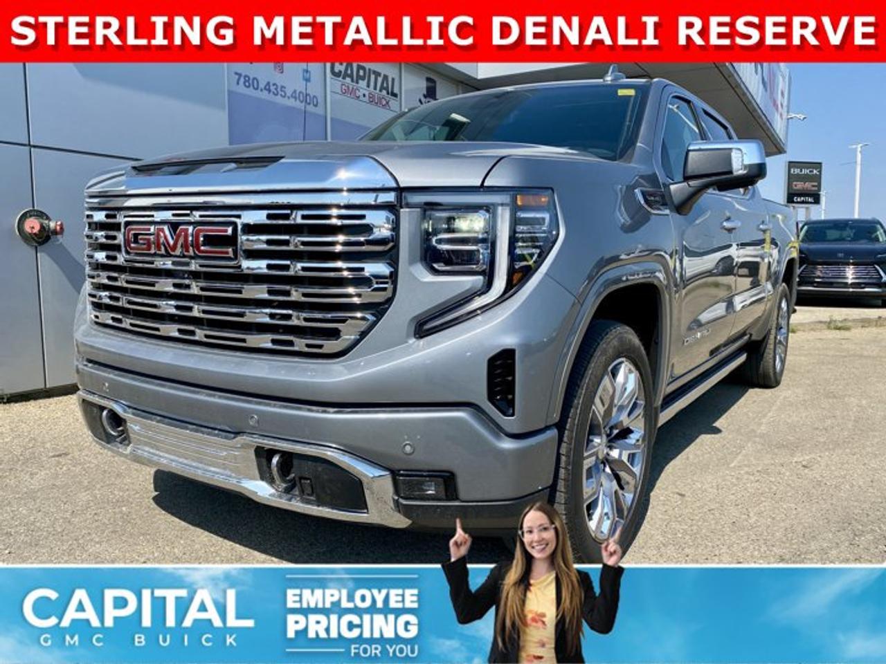 Check out this 2026 Sierra 1500 Crew Cab Denali with the RESERVE PACKAGE. Equipped with a ton of options like Heated and Cooled Seats, POWER SUNROOF, Heated Steering, Body Color Arch Moldings, 360 CAM, Rear Streaming Camera Mirror, Heads-up Display, 22 Inch Wheels, Heated Rear Seats, Massive Touchscreen, Power Assist Steps, and so much more... CALL NOWAsk for the Internet Department for more information or book your test drive today! Text 507-585-4395 for fast answers at your fingertips!AMVIC Licensed Dealer - Licence Number B1044900Disclaimer: All prices are plus GST and include all cash credits and loyalties. See dealer for details. AMVIC Licensed Dealer # B1044900