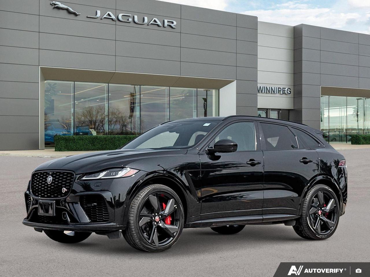 One of our favorites: the SVR. Start it and find out why. Your neighbors wont like you but whatever, you have an SVR and they dont! Includes a 1 year warranty extension!
The 2022 Jaguar F-PACE SVR is the performance-focused variant that sets itself apart from the standard F-PACE lineup. Powered by a supercharged 5.0L V8 and wrapped in striking Santorini Black Metallic over a Siena Tan interior, this SVR delivers a driving experience that blends genuine performance SUV credentials with everyday practicality.

- 5.0L Supercharged V8 engine  the beating heart of the SVR, not found in standard F-PACE trims
- AWD with full-time all-wheel drive system for confident performance in all conditions
- Panoramic Roof flooding the cabin with natural light
- Siena Tan interior contrasting beautifully against the Santorini Black exterior
- Apple CarPlay integration for seamless smartphone connectivity
- Heated Seats for comfort during Winnipeg winters
- Adaptive Cruise Control with Steering Assist for relaxed highway driving
- Blind Spot Assist and 3D Surround Camera for confident maneuvering in any environment

Ready to experience what the F-PACE SVR is all about? Visit Jaguar Winnipeg at winnipegjaguar.com to reserve this vehicle, start your purchase online, or book a test drive appointment. Our team is available to answer any questions and help you get behind the wheel.
Experience luxury at an accessible price with our selection of pre-owned vehicles at Jaguar Winnipeg.

Every car is meticulously inspected by our skilled technicians. Trust in our expertise for your next purchase.

No down payment or trade-in required to get this price. Have a vehicle to trade? Well offer you top dollar, regardless of make or model.

*Financing rates advertised are O.A.C. *Flexible financing available for a variety of makes and models. 

Schedule your visit or call for an exclusive experience:

Phone: 204-452-8030
Website: winnipegjaguar.com 

Dealer Permit #0112
Dealer permit #0112