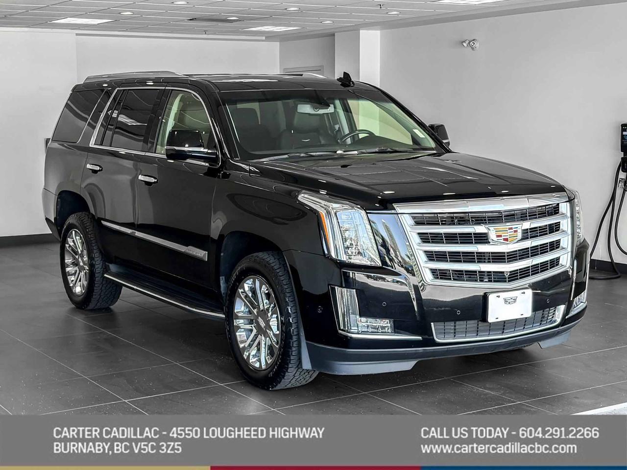 NO ACCIDENTS | LOW KILOMETERS | ONE OWNER
Experience premium power and refinement in this 2019 Cadillac Escalade 4WD, equipped with a commanding 6.2L DI V8 VVT AFM engine and Magnetic Ride Control with selectable sport mode for an exceptionally smooth drive. Enjoy luxury features including heated power memory seats, navigation, tri-zone climate control, Surround Vision, Front & Rear Park Assist, and a hands-free programmable liftgate. Heavy-duty trailering equipment and roof rack add everyday versatility and adventure-ready capability. Come take it for a test drive today and experience all this stylish vehicle has to offer!

WHY CARTER GM BURNABY?

- An unrivalled vehicle purchasing experience!
- Exceeding our loyal customers expectations since 1963
- 4.5 Google star rating (with 2,300+ customer reviews)
- Cargurus Top-rated Dealer 2025 Award
- Cargurus Top Value Dealer 2025 Award
- 30-day / 2,500 km exchange privilege
- Peace of mind - 150-point vehicle inspection
- CARFAX - full vehicle service history - purchase with confidence!
- Vehicle trades welcome! Best price guaranteed!
- We provide upfront pricing, zero hidden fees, and 100% transparency
- Fast approvals and 99% acceptance rates (no matter your current credit status!)
- Multilingual staff (many languages spoken)
- Comfortable non-pressured environment with in-store television, WIFI and a childrens play area!
- In-store restaurant: fresh daily menu





Were here to help you drive the vehicle you want, the vehicle you deserve!
QUESTIONS? GREAT! WEVE GOT ANSWERS!
To speak with a friendly vehicle specialist - CALL NOW!
The advertised price includes all standard dealer fees and any applicable manufacturer or dealer incentives. It does not include applicable taxes, licensing, insurance, or optional products or services. Dealer fees will be clearly broken out and itemized on the bill of sale, maximum total of fees $595.00. Prices are shown in Canadian dollars. While we make every effort to ensure accuracy, vehicle details, pricing, options, and availability are subject to change without notice. Please confirm all information with dealership sales management before purchase. Dealer Code: 81129