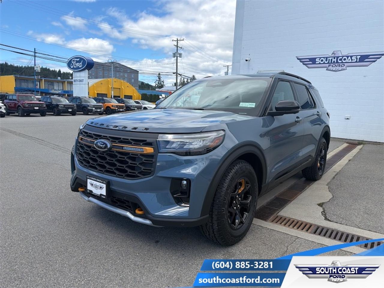 <b>Cooled Seats,  BlueCruise,  Navigation,  B&O Audio,  360 Camera!</b><br> <br> This 2026 Explorer was built to do more than just get groceries, with all-new technologies, this SUV was built for adventure.<br> <br>This Ford Explorer is the ultimate lifestyle vehicle with plenty of style and space for all of your passengers and cargo. It has the hauling capabilities of a midsize SUV combined with strong off-road capabilities. Whether your next family adventure is to the grocery store or over a high mountain pass, the Ford Explorer was built to get you there with ease.<br> <br>This Vapour Blue Metallic SUV has a 10 Speed Automatic transmission and is powered by a 400HP 3.0L V6 Cylinder Engine. <br> <br> Our Explorers trim level is Tremor. This new Tremor trim is ready for your off-roading adventures, a limited slip differential, skid plates and other bespoke upgrades, and additional standard features such as BlueCruise 1.2, inbuilt navigation, Bang & Olufsen audio, an aerial view camera system and a heated steering wheel. Also standard include 20 aluminum wheels, FordPass Connect 5G mobile hotspot internet access, adaptive cruise control, smart device remote engine start, and a power liftgate for rear cargo access. On the inside, occupants are treated to ventilated and heated front seats, voice-activated dual-zone climate control, and a 13.2-inch infotainment screen with wireless Apple CarPlay and Android Auto. Safety features also include lane keep assist with lane departure warning, collision mitigation, automatic emergency braking, evasion assist, and rear parking sensors. This vehicle has been upgraded with the following features: Cooled Seats, BlueCruise, Navigation, B&O Audio, 360 Camera, Remote Start, Heated Steering Wheel.<br><br> View the original window sticker for this vehicle with this url <b><a href=http://www.windowsticker.forddirect.com/windowsticker.pdf?vin=1FMWK8JC8TGB68116 target=_blank>http://www.windowsticker.forddirect.com/windowsticker.pdf?vin=1FMWK8JC8TGB68116</a></b>.<br> <br>To apply right now for financing use this link: <a href=https://www.southcoastford.com/financing/ target=_blank>https://www.southcoastford.com/financing/</a><br> <br/>Total rebate of $1000 is reflected in the price. 5.49% financing for 84 months. <br> Buy this vehicle now for the lowest bi-weekly payment of <b>$568.15</b> with $0 down for 84 months @ 5.49% APR O.A.C. ( taxes included, $695 Administration Fee included / Total Obligation of $92215 ). Incentives expire 2026-08-31. See dealer for details. <br><br>Call South Coast Ford Sales or come visit us in person. Were convenient to Sechelt, BC and located at 5606 Wharf Avenue. and look forward to helping you with your automotive needs. <br><br> Come by and check out our fleet of 20+ used cars and trucks and 90+ new cars and trucks for sale in Sechelt.  o~o