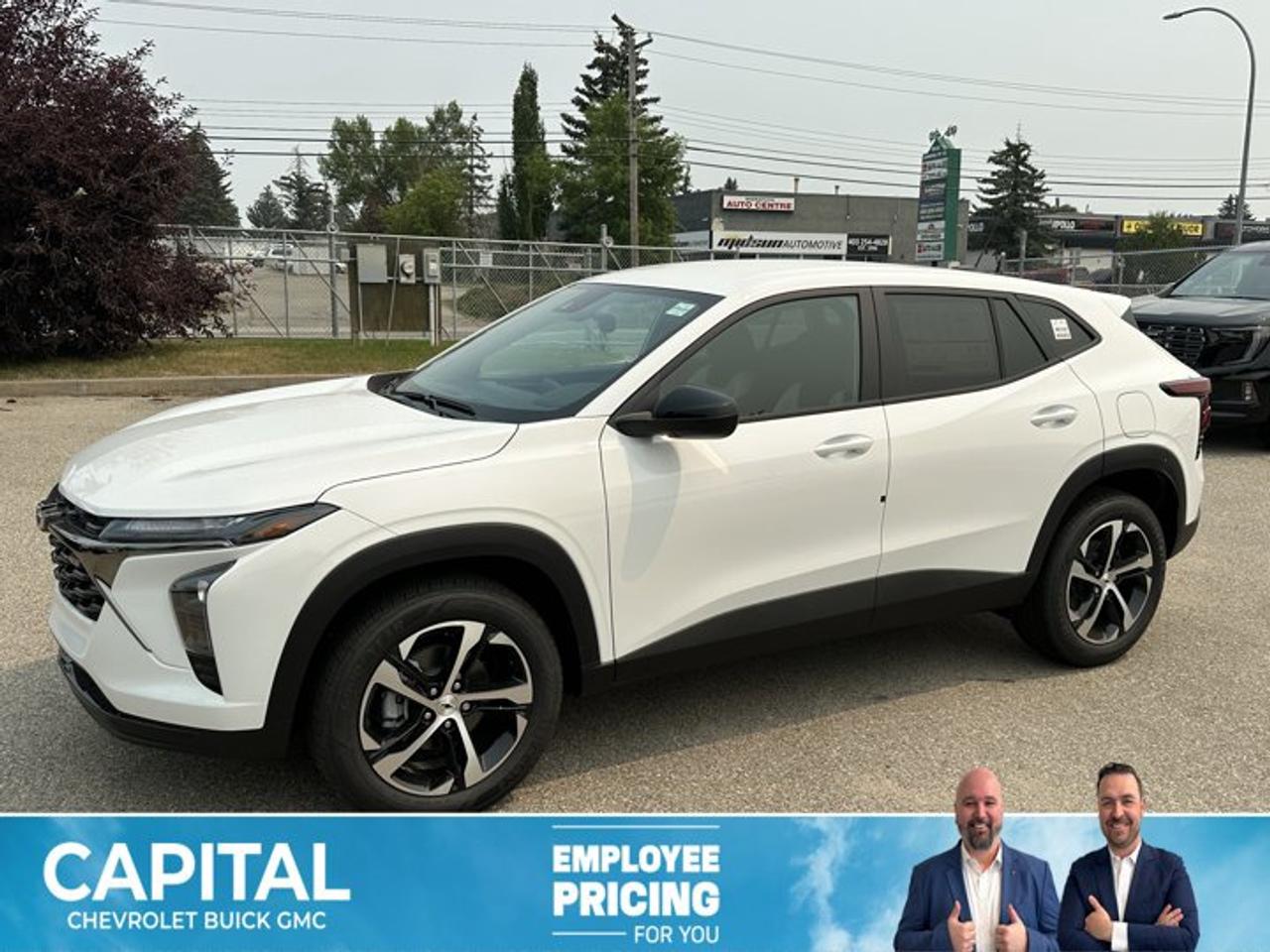 This Chevrolet Trax delivers a Turbocharged Gas 3-Cyl 1.2L/ engine powering this Automatic transmission. ENGINE, ECOTEC 1.2L TURBO DOHC DI WITH VARIABLE VALVE TIMING (VVT) (137 hp [102 kW] @ 5000 rpm, 162 lb-ft of torque [219 N-m] @ 2500 rpm) (STD), Wireless Apple CarPlay/Wireless Android Auto, Wipers, front intermittent, variable speed.* This Chevrolet Trax Features the Following Options *Wiper, rear, intermittent, Windows, power rear, express down, Window, power, front passenger with express down, Window, power, driver with express down, Wi-Fi Hotspot capable (Terms and limitations apply. See onstar.ca or dealer for details.), Wheels, 18 (45.7 cm) Black-painted machined aluminum, Wheel, spare, 16 (40.6 cm) steel, Visors, driver and front passenger vanity mirrors, covered, Vehicle health management, USB ports, 2, one type-A and one type-C, located within the instrument panel.* Stop By Today *A short visit to Capital Chevrolet Buick GMC Inc. located at 13103 Lake Fraser Drive SE, Calgary, AB T2J 3H5 can get you a reliable Trax today!