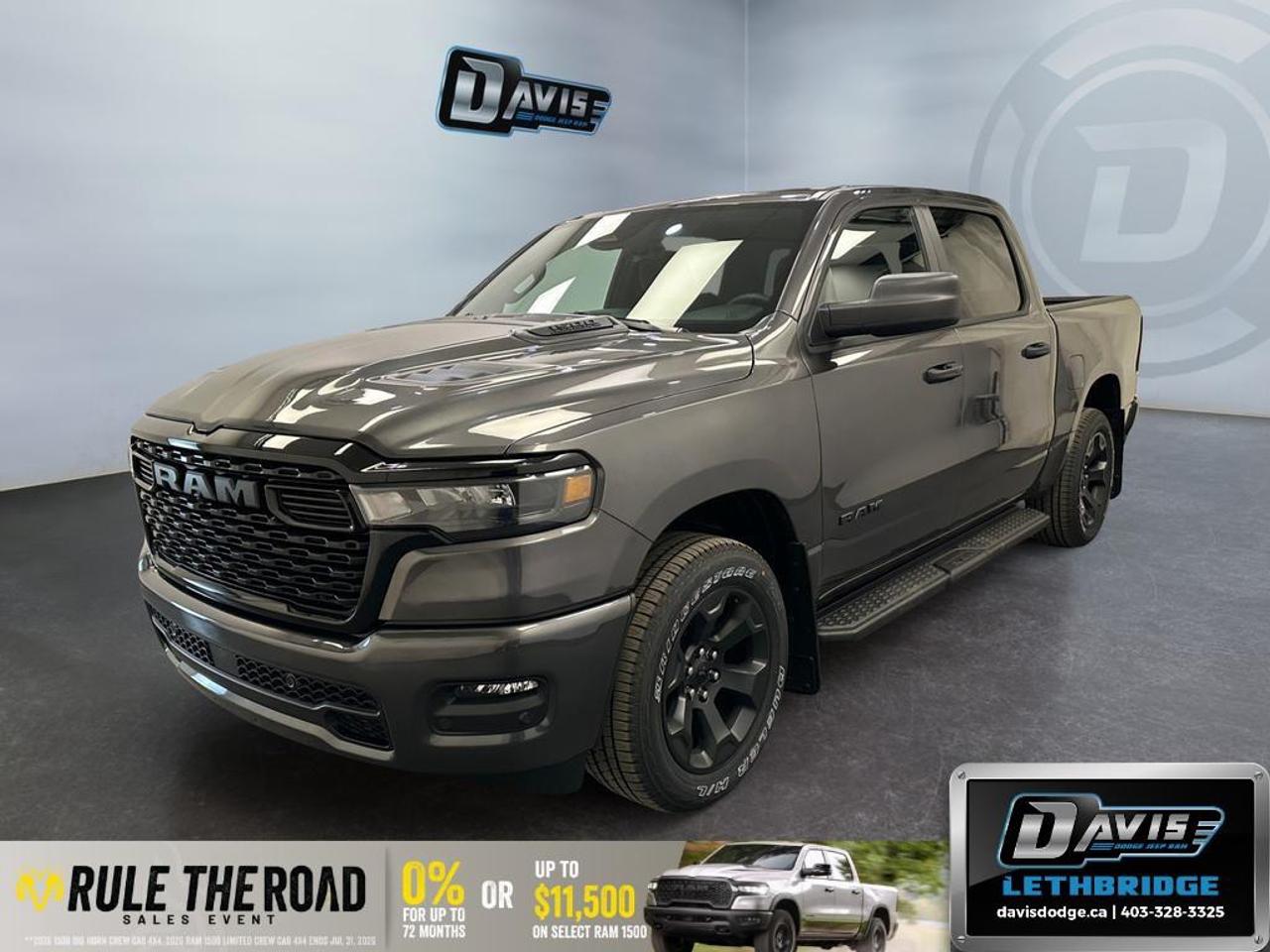 <p>Introducing the stunning 2026 Ram 1500 Express, painted in a refined gray that pairs perfectly with its rugged 4x4 drivetrain and impressive handling. This truck is built to tackle any terrain while providing a smooth and comfortable ride.</p><p><strong>Interior Features:</strong></p><ul><li>Spacious black interior with front centre seat cushion storage</li><li>Comfort-enhancing remote start and keyless entry</li><li>Smart device integration and Wi-Fi hotspot</li><li>Convenient 2nd row in-floor storage bins</li><li>Plush front and rear floor mats for added comfort</li></ul><p><strong>Exterior Features:</strong></p><ul><li>Stylish body-colour front bumper and rear bumper with step pads</li><li>Commanding black grille with body-colour surround</li><li>Sophisticated rear power sliding window</li><li>Durable rear wheelhouse liners for enhanced protection</li><li>Black dual exhaust tips add a touch of aggression</li></ul><p><strong>Technology & Safety Features:</strong></p><ul><li>Responsive backup camera for easier parking</li><li>Advanced active noise control system</li><li>Adaptive cruise control for a stress-free drive</li><li>Lane assist and brake assist ensure utmost safety</li><li>6-month SiriusXM Radio Service for endless entertainment</li><li>LED fog lamps for superior visibility in adverse conditions</li><li>Powerful twin-turbo engine for robust performance</li></ul><p>This 2026 Ram 1500 Express is perfect for the adventure-loving individual seeking both capability and style. Contact Davis Dodge Lethbridge today to experience this exceptional truck firsthand. Don't miss out on making it yours!</p>