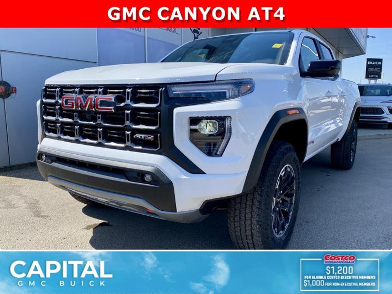 Check out this amazing 2026 GMC Canyon AT4... Fully equipped with options like Heated Seats, MultiStow Tailgate, Parking Assist Sensors, Remote Start, Trailer Package w/ Brake Controller, Blind Zone Steering Assist, Off-Road 2 Inch Factory Lift, and so much more! CALL NOW!Ask for the Internet Department for more information or book your test drive today!AMVIC Licensed Dealer - Licence Number B1044900