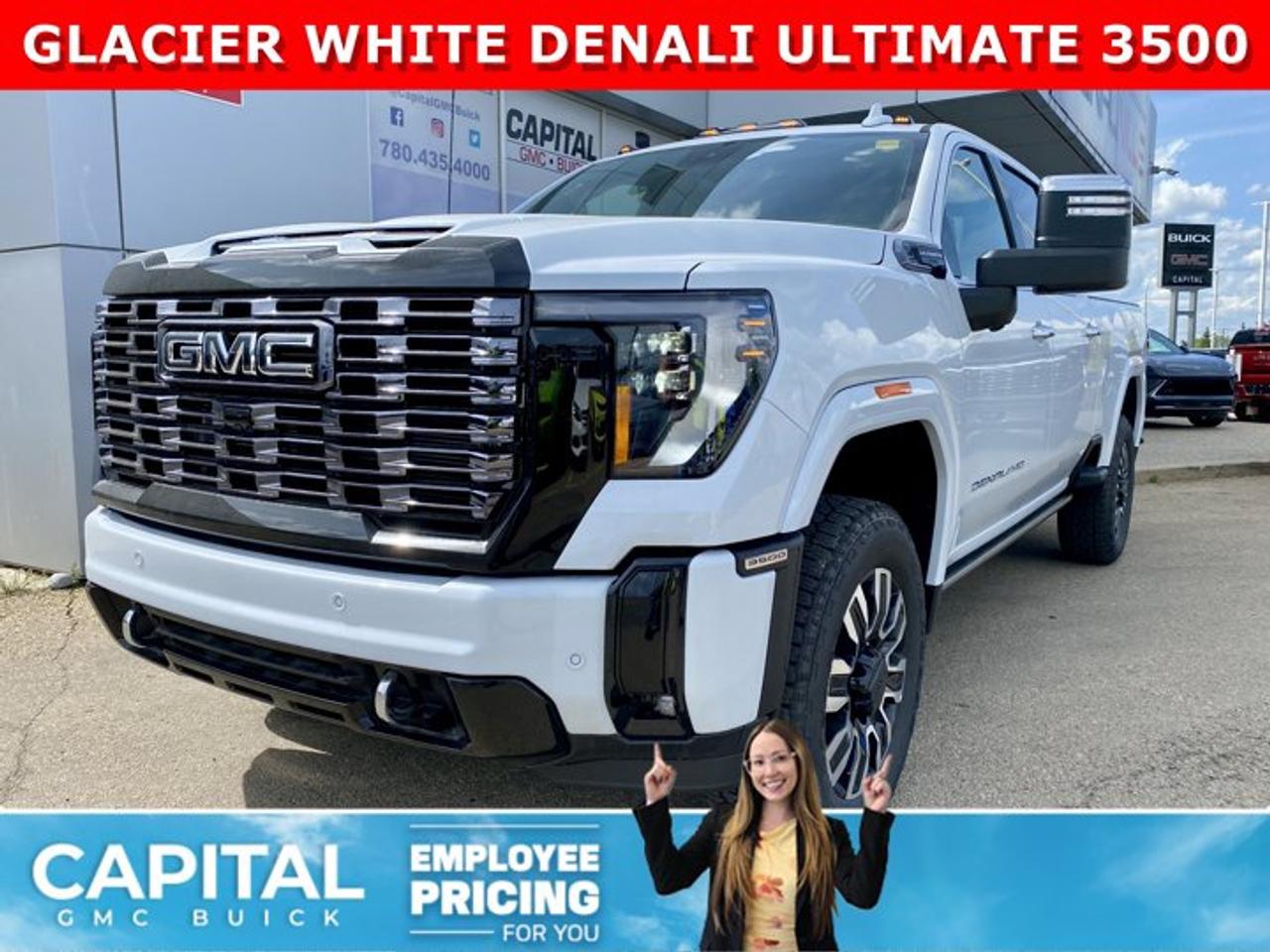 Check out this 2026 GMC SIERRA 3500 HD Denali Ultimate Duramax Diesel... This fully-loaded Heavy Duty comes equipped with every option, including Heated and Cooling Seats, Heated Steering, Power Assist Steps, Exclusive Alpine Umber Interior, Body Color Wheel Arch Moldings, 5th Wheel Prep Package, Power Sunroof, Technology Package, 360 Cam, Rear Streaming Camera Mirror, Heads-up Display, Heated Rear Seats, Adaptive Cruise Control, Wireless Charging, MultiPro Tailgate, and so much more... CALL NOW!Ask for the Internet Department for more information or book your test drive today! Text 507-585-4395 for fast answers at your fingertips!AMVIC Licensed Dealer - Licence Number B1044900