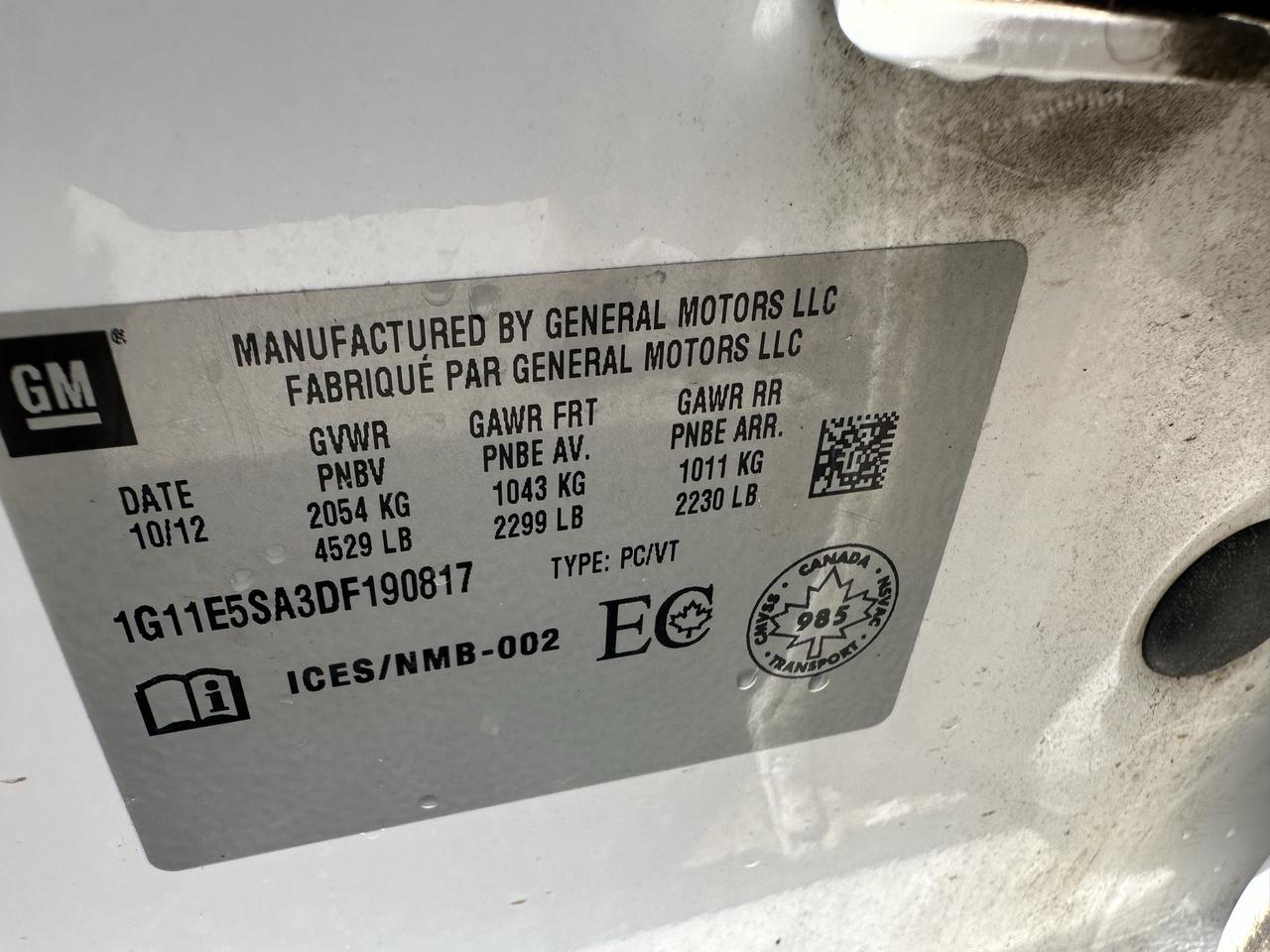 2013 Chevrolet Malibu AS IS, LT, RUNS AND DRIVES WELL, NEED BODYWORK Photo