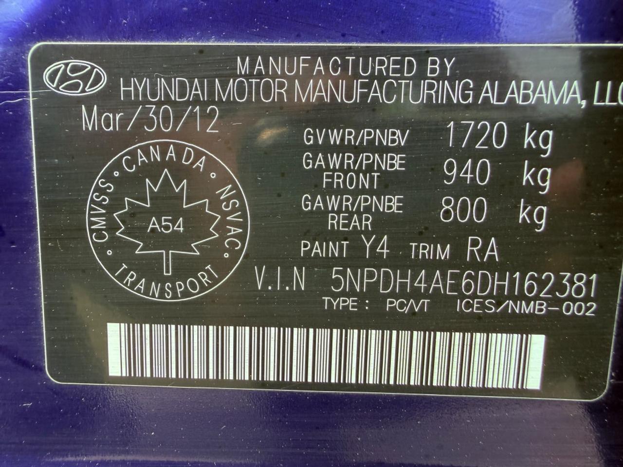 2013 Hyundai Elantra GLS 4dr Sedan (1.8L 4cyl 6M) Photo