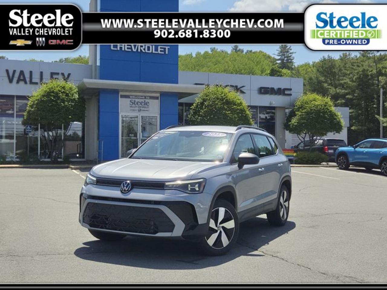 This 2025 Volkswagen Taos Trendline AWD with 32,300 km, finished in Grey with a Black interior, has completed a Steele Auto Group 85-point inspection, including a full mechanical review, brake and tire inspection, and professional interior and exterior detailing. The vehicle has also received a fresh oil change and filters and has been professionally prepared for its next owner.Key Features:Apple CarPlay and Android Auto integrationHeated front seatsRear vision cameraAdaptive cruise controlLane assist with emergency brakingAutomatic headlightsPositioned as a practical compact SUV, the 2025 Volkswagen Taos Trendline AWD offers efficient turbocharged performance, confident all-wheel-drive capability, and modern connectivity in a versatile everyday package. This Steele Auto Group inspected example presents as a strong option for buyers comparing late-model compact SUVs with added peace of mind. We invite you to book a viewing and test drive at your convenience.
