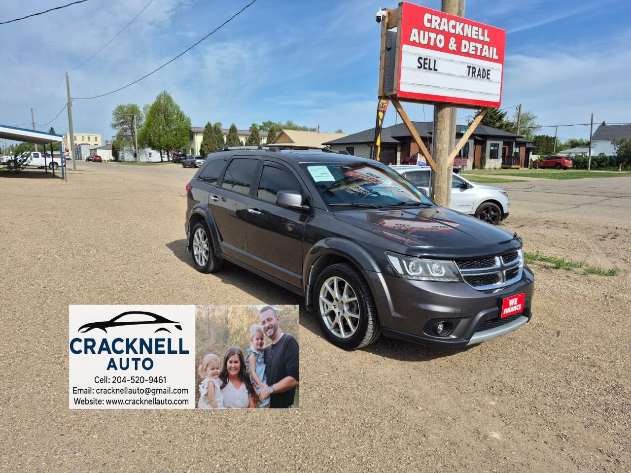 <p>2017 Dodge Journey R/T AWD 7 Seater - Clean Title/ Safetied - $156 Bi-weekly + Tax</p><p><span style=color:rgb( 15 , 15 , 15 )>Located in Carberry, but capable of bringing to Brandon. Priced to Sell! Carfax Available, excellent condition.</span></p><ul><li><p>Leather Seats with Heated Front Seats & Heated Steering Wheel</p></li><li><p>All Wheel Drive</p></li><li><p>8.4 Uconnect Touchscreen with Navigation</p></li><li><p>Premium Alpine Sound System</p></li><li><p>Tri-Zone Climate Control</p></li><li><p>Keyless Entry & Push-Button Start</p></li><li><p>Remote Start</p></li><li><p>Rear DVD Entertainment System</p></li><li><p>Fold-Flat Third-Row Seating for Extra Cargo Space</p></li><li><p>Fog Lights & LED Tail Lights</p></li><li><p>Backup Camera & Rear Parking Sensors</p></li><li><p>Freshly safetied and serviced</p></li></ul><p>Financing Available/ Warranty Available /Trades Welcome /<span style=color:rgb( 15 , 15 , 15 )>delivery available.</span></p><p></p><p>Call/Text<u> 204-520-9461</u></p><p></p><p>Dealer #5905</p><p></p><p><strong>Vehicle available for dealer trading, perfect subprime car</strong></p><p></p><p>Treaty cards accepted - 7 Day insurances available meaning you can drive home the same day even if MPI is closed (good for weekends and after hours)</p>