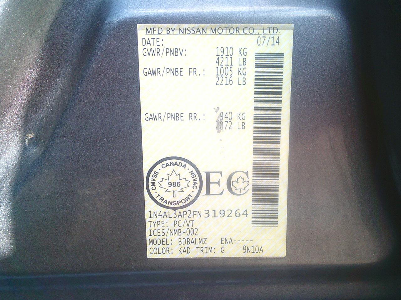 2015 Nissan Altima 4dr Sdn I4 CVT 2.5 SV Photo