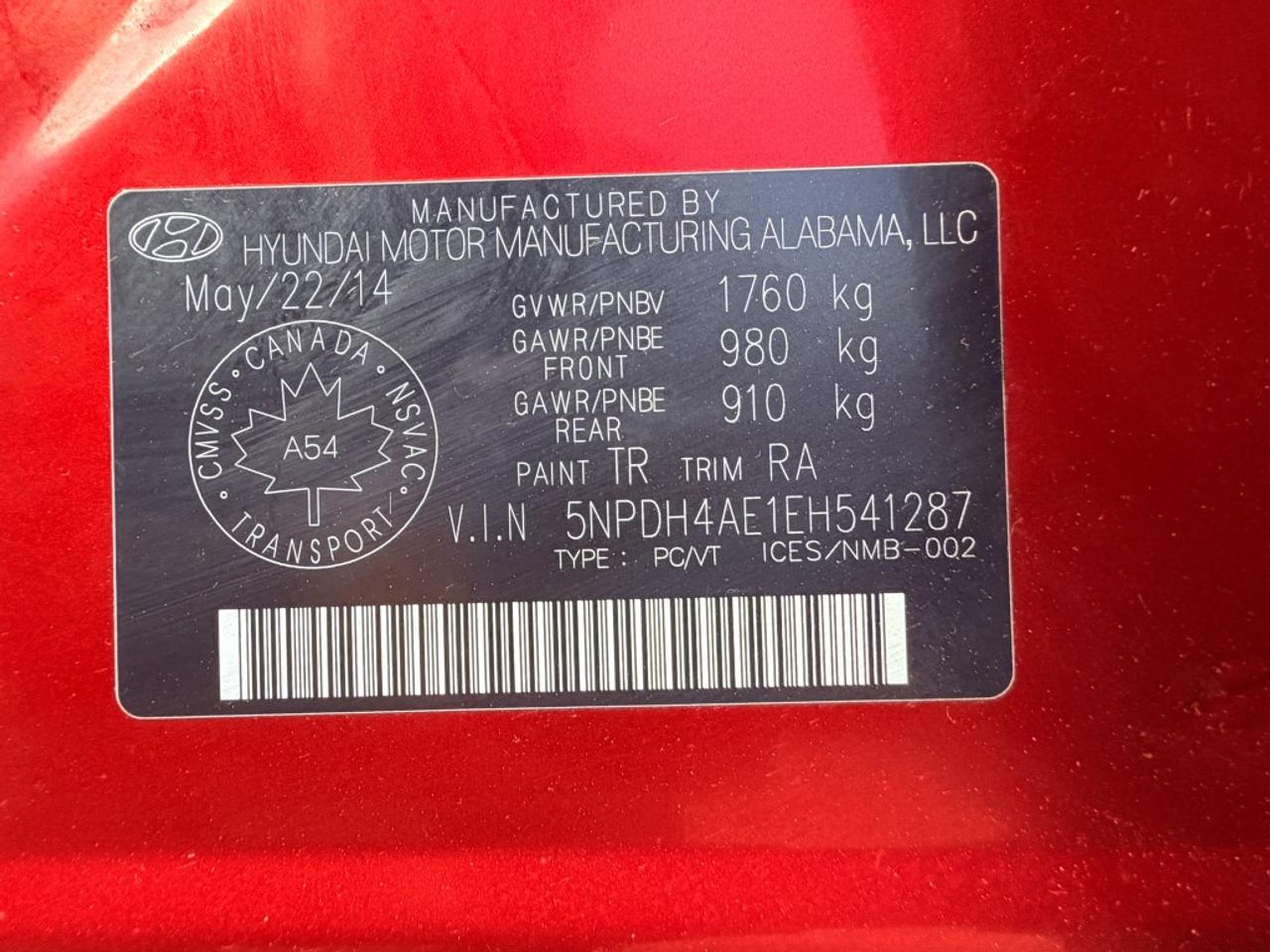 2014 Hyundai Elantra 4dr Automatic.1.8 l Photo