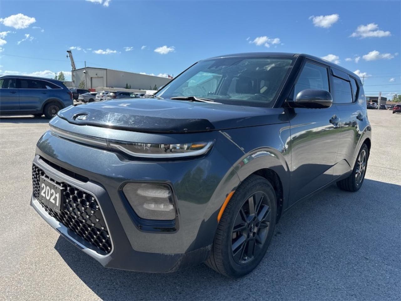 <b>Accident Free on Carfax Report, Heated Seats, Heated Steering Wheel, Wireless Phone Charger, Remote Start, Local Trade not a Rental, Non-Smoker, Fresh Oil Change, Certified, Low Mileage!<br> <br></b><br>   Compare at $18583 - Kia of Timmins is just $17868! <br> <br>The same great style and iconic exterior with a fresh and tech filled interior will make this Kia Soul an easy contender for best in class. This 2021 Kia Soul is fresh on our lot in Timmins.<br> <br>A fresh redesign, true to its unique style, but with all the best of modern tech, this 2021 Kia Soul is exactly what the Soul needed. The Kia Soul has been one of the quirkiest and iconic urban crossovers since the genre started. With its unique, cube like shape and club like interior, all stuffed with the best tech features, and at a price people can afford, the Kia Soul is a long living favorite of the new generation of car buyers. This redesign is only gonna make it better.<br> <br>This low mileage SUV has just 54,255 km and is a Certified Pre-Owned vehicle. Its Grey in colour. It has a CVT transmission and is powered by a 147HP 2.0L 4 Cylinder Engine. And its got a certified used vehicle warranty for added peace of mind. <br> <br> Our Souls trim level is EX+. This EX+ comes with all the bells and whistles like a sunroof, animal friendly artificial leather seats, wireless charging, a heated leather steering wheel, heated front seats, remote keyless entry and collision avoidance technology. Exterior style is enhanced with a gloss black grille with chrome accents, LED headlights and fog lights, unique aluminum wheels, heated side mirrors with turn signals and a rearview camera. Technology in this awesome SUV is taken to the next level with lane keep assist, blind spot monitoring, forward collision-avoidance assist, rear cross traffic alert and also comes with Android Auto, Apple CarPlay and a 7 inch touchscreen display. This vehicle has been upgraded with the following features: Air, Rear Air, Tilt, Cruise, Power Windows, Power Locks, Power Mirrors.<br> <br>To apply right now for financing use this link: <a href=https://www.kiaoftimmins.com/timmins-ontario-car-loan-application target=_blank>https://www.kiaoftimmins.com/timmins-ontario-car-loan-application</a><br> <br/>Kia Certified Pre-Owned vehicles are the most reliable pre-owned vehicles on the road. At Kia, were so sure of this, we stand behind our vehicles with a no hassle 30 day / 2,000 kmexchange privilege. We offer the following benefits: 135 point vehicle inspection, paintless dent removal coverage, key and keyless remote replacement coverage, mechanical breakdown protection (optional coverage), filter changes, $500 graduate bonus (if applicable), CarFax vehicle history report, SiriusXM satellite radio trial, fully backed by Kia Canada. For more information, please contact one of our professional staff at Kia of Timmins.<br> <br/>Buy this vehicle now for the lowest bi-weekly payment of <b>$132.45</b> with $0 down for 84 months @ 8.99% APR O.A.C. ( Plus applicable taxes - Plus applicable fees / Total Obligation of $24106 ). See dealer for details. <br><br>As a local, family owned and operated dealership we look to be your number one place to buy your new vehicle! Kia of Timmins has been serving a large community across northern Ontario since 2001 and focuses highly on customer satisfaction. Our #1 priority is to make you feel at home as soon as you step foot in our dealership. Family owned and operated, our business is in Timmins, Ontario the city with the heart of gold. Also positioned near many towns in which we service such as: South Porcupine, Porcupine, Gogama, Foleyet, Chapleau, Wawa, Hearst, Mattice, Kapuskasing, Moonbeam, Fauquier, Smooth Rock Falls, Moosonee, Moose Factory, Fort Albany, Kashechewan, Abitibi Canyon, Cochrane, Iroquois falls, Matheson, Ramore, Kenogami, Kirkland Lake, Englehart, Elk Lake, Earlton, New Liskeard, Temiskaming Shores and many more.We have a fresh selection of new & used vehicles for sale for you to choose from. If we dont have what you need, we can find it! All makes and models are within our reach including: Dodge, Chrysler, Jeep, Ram, Chevrolet, GMC, Ford, Honda, Toyota, Hyundai, Mitsubishi, Nissan, Lincoln, Mazda, Subaru, Volkswagen, Mini-vans, Trucks and SUVs.<br><br>We are located at 1285 Riverside Drive, Timmins, Ontario. Too far way? We deliver anywhere in Ontario and Quebec!<br><br>Come in for a visit, call 1-800-661-6907 to book a test drive or visit <a href=https://www.kiaoftimmins.com>www.kiaoftimmins.com</a> for complete details. All prices are plus HST and Licensing.<br><br>We look forward to helping you with all your automotive needs!<br><br> Come by and check out our fleet of 20+ used cars and trucks and 40+ new cars and trucks for sale in Timmins.  o~o