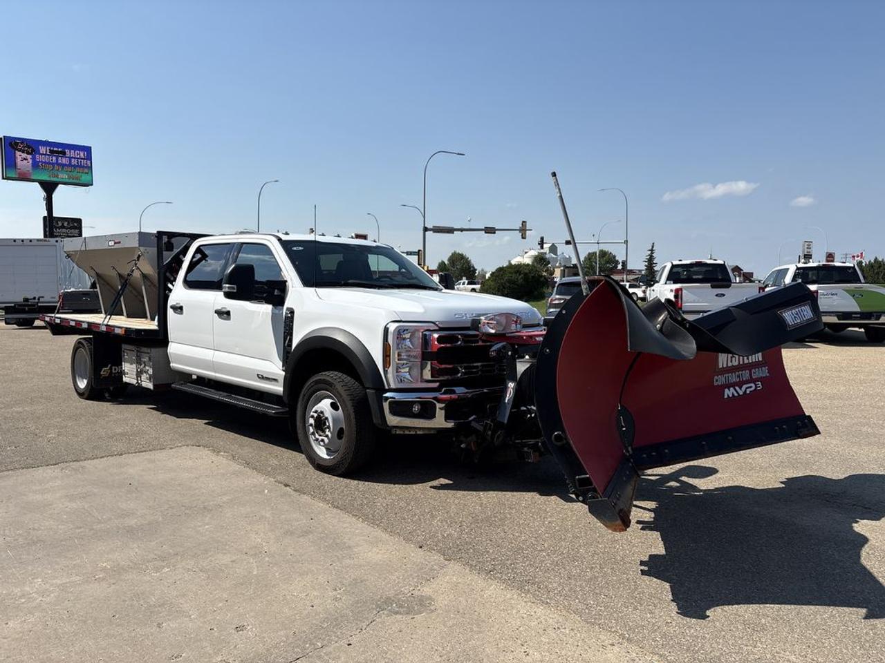 THE PRICE YOU SEE, PLUS GST. GUARANTEED!APPLE CARPLAY/ANDROID AUTO COMPATABLE! 6.7 LITER TURBO DIESEL, 10 SPEED AUTO, XLT RIM(663a), MEDIUM DARK SLATE CLOTH SEATS, HEATED FRONT SEATS, XLT VALUE PKG, FOG LAMPS, SNOW PLOW PKG, HIGH CAP. TRAILER TOW PKG, PAYLOAD PLUS PKG, BACK UP ALARM, SYNC 4 W/ 8 SCREEN, FORD PASS CONNECT, REAR VIEW CAMERA PREP KIT, 203 WHEELBASE CHASSIS (84ca), 19500 GVWR PKG,  4.30 LTD SLIP.      The 2024 Ford F-550 XLT with the 6.7-liter turbo diesel engine is a formidable heavy-duty truck designed for demanding work and commercial applications. Powered by Fords robust 6.7-liter Power Stroke turbo diesel engine, it delivers exceptional torque and towing capacity, making it ideal for hauling heavy loads and heavy-duty tasks. The 663A package enhances the truck with premium interior features, advanced technology, and additional comfort amenities, providing a more refined driving experience suitable for both work and extended use. The Snow Plow Package equips the F-550 with specialized features such as a robust electrical system, upfitter switches, and compatible front-end configurations, ensuring its ready for winter conditions and snow removal duties. Meanwhile, the Payload Plus Package boosts the trucks payload capacity by reinforcing the suspension and chassis, allowing it to carry heavier loads safely and efficiently. Overall, the 2024 F-550 XLT with these packages combines raw power, durability, and practical enhancements, making it a reliable workhorse for construction, snow removal, and other heavy-duty applications.Do you want to know more about this vehicle, CALL, CLICK OR COME ON IN!*AMVIC Licensed Dealer; CarFax and Full Mechanical Inspection Included.