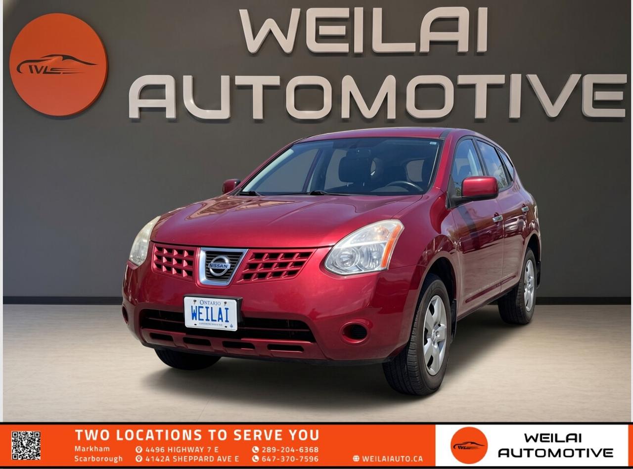 One Owner | No Accident History | 2.5L 4-Cylinder Engine | Xtronic CVT | Exceptional Fuel Economy | Low credit? No credit? Established Credit? We accept ALL!!! - Contact Us Today!Test Drive the 2009 Nissan Rogue S Today! This well-maintained, one-owner Nissan Rogue S offers a perfect blend of versatility, comfort, and reliability. With a clean, no-accident history, this compact SUV is an exceptional find for daily commuters and small families alike. It provides a smooth ride, impressive fuel efficiency, and a spacious cabin that adapts to your active lifestyle. Inventory like this pristine pre-owned vehicle does not stay on our lot for long, so come see why the Rogue is a Canadian favourite before it is gone! <br/> PerformanceEngine: 2.5L DOHC 16-valve 4-cylinder <br/> Horsepower: 170 hp <br/> Torque: 175 lb-ft <br/> Transmission: Xtronic CVT <br/> Drivetrain: FWD <br/> Exterior16-inch steel wheels with full wheel covers <br/> Halogen headlights <br/> Power outside mirrors <br/> Body-colour door handles <br/> Distinctive chrome front grille <br/> InteriorPremium cloth seat trim <br/> Air conditioning with in-cabin microfilter <br/> Power windows with driver one-touch auto-down <br/> Power door locks with auto-locking feature <br/> 60/40 split fold-down rear seatbacks for flexible cargo space <br/> TechnologyAM/FM/CD audio system <br/> 4-speaker sound system <br/> Auxiliary audio input jack for compatible devices <br/> Two 12-volt DC power outlets <br/> Vehicle Information Display <br/> SafetyNissan Advanced Air Bag System with dual-stage supplemental front air bags <br/> Anti-lock Braking System (ABS) <br/> Electronic Brake force Distribution (EBD) with Brake Assist <br/> Vehicle Dynamic Control (VDC) <br/> Traction Control System (TCS) <br/> Approximate Fuel EfficiencyCity: 9.1 L/100 km <br/> Highway: 7.2 L/100 km! <br/> This one-owner, accident-free 2009 Nissan Rogue S is a rare find and is priced to sell quickly! Do not miss out on the opportunity to own this highly sought-after SUV. Visit us at Weilai Automotive Inc. in Markham today for a test drive and drive it home before someone else does! Our hot inventory moves fast, so call us now to secure your appointment! <br/> <br/> <br/> Financing and Credit Options: Weilai Automotive Inc. is committed to assisting customers with all types of credit backgrounds. Financing terms, including rates and options, will vary based on credit history and other factors. To protect your privacy, a signed consent form is required to review your financing options. Please contact us to schedule an appointment at your earliest convenience. <br/> Pricing, Taxes, and Additional Fees: Prices do not include HST or licensing fees. A free Carfax report is available on our website at weilaiauto.ca. We serve customers across the GTA, including but not limited to Markham, Scarborough, Barrie, Stouffville, Toronto, Richmond Hill, East Gwillimbury, Aurora, North York, East York, Whitby, and Brampton. <br/> Contact Us: To book an appointment, request more information, or discuss financing, please call 289-204-6368 or email info@weilaiauto.ca. We highly recommend scheduling a visit so you can inspect and test-drive the vehicle in person. <br/> “As-Is” Vehicle Condition: This vehicle is sold “as is.” We have not performed a mechanical inspection nor provided a safety certificate, and we cannot determine what may be required for it to meet safety standards. Although the original owner used this vehicle daily and it appears to be in good condition, buyers are strongly encouraged to inspect and test-drive the vehicle prior to purchase. <br/> OMVIC Disclosure for As-Is Vehicles: <br/> “This vehicle is being sold ‘as is,’ unfit, not e-tested, and is not represented as being in road-worthy condition, mechanically sound, or maintained at any guaranteed level of quality. The vehicle may not be fit for use as a means of transportation and may require substantial repairs at the purchaser’s expense. It may not be possible to register the vehicle to be driven in its current condition.”Although this wording may seem strict, it is a standard industry disclaimer required by OMVIC. From our observations, the vehicle appears to be in good condition, but it is sold without any guarantees or warranties. <br/> Disclaimer: The descriptions above and the contents on this vehicle detail page are generated by AI and other tools (such as a VIN decoder) which may contain inaccuracies or errors. They are provided for reference only and may not be entirely reliable. While we make every effort to provide accurate information, we strongly recommend verifying all details by inspecting the actual vehicle and reviewing its owner’s manual. <br/>