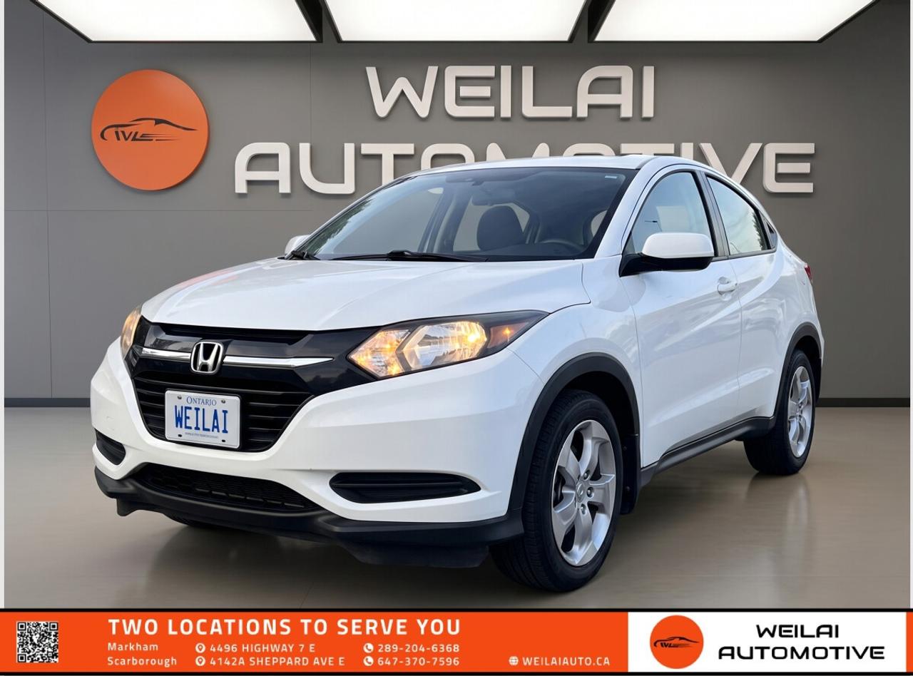 Real Time AWD | Heated Front Seats | 60/40 Split 2nd-Row Magic Seat | Multi-Angle Rearview Camera | Front Wiper De-Icer | Low credit? No credit? Established Credit? We accept ALL!!! - Contact Us Today!Test Drive the 2016 Honda HR-V LX AWD Today! The 2016 Honda HR-V LX AWD is the perfect subcompact crossover for Canadian drivers, expertly blending the efficiency of a compact car with the versatility and cargo space of an SUV. With its innovative Magic Seat, reliable all-wheel-drive system, and fantastic fuel economy, this HR-V is ready to tackle Ontario winters and weekend road trips alike. <br/> Performance: <br/> Engine: 1.8-litre 16-valve SOHC i-VTEC 4-cylinder <br/> Horsepower: 141 hp <br/> Torque: 127 lb-ft <br/> Transmission: Continuously Variable Transmission (CVT) <br/> Drivetrain: AWD <br/> Exterior: <br/> 17-inch aluminum-alloy wheels <br/> Multi-reflector halogen headlights with auto-off <br/> Heated power side mirrors <br/> Front wiper de-icer <br/> LED brake lights <br/> Interior: <br/> Heated front seats <br/> 60/40 Split 2nd-Row Magic Seat <br/> Air conditioning with air-filtration system <br/> Power windows with auto-up/down drivers window <br/> Tilt and telescopic steering column <br/> Technology: <br/> 7-inch Display Audio System touchscreen <br/> Bluetooth HandsFreeLink wireless mobile phone interface <br/> Multi-angle rearview camera with guidelines <br/> USB audio interface <br/> 160-watt AM/FM/CD audio system with 4 speakers <br/> Safety: <br/> Vehicle Stability Assist (VSA) with Traction Control <br/> Anti-lock Braking System (ABS) with Electronic Brake-force Distribution (EBD) <br/> Dual-stage, multiple-threshold front airbags <br/> Advanced Compatibility Engineering (ACE) body structure <br/> Tire Pressure Monitoring System (TPMS) <br/> Approximate Fuel Efficiency: <br/> City: 8.8 L/100 km <br/> FINANCING: At Weilai Automotive Inc., were all about giving everyone a fair shot at owning a quality vehicle, no matter their credit history. Whether youre grappling with credit challenges or have a stellar credit record, we have financing options that cater to you. Your specific financing terms will depend on various factors, including your credit rating. For a personalized finance consultation, a signed consent form is needed. Reach out to schedule your appointment today. <br/> WEILAI CERTIFIED PRE-OWNED PROGRAM:* <br/> Full Detailing Package <br/> Comprehensive Certification Package <br/> Safety Certification <br/> Financing Available <br/> Extended Warranty Available <br/> Available for only $899 <br/> Weilai Certified Pre-Owned Program includes: Full interior detailing, full exterior detailing, meticulous vehicle reconditioning. A comprehensive 60-point safety inspection with additional standards. For example, tire and brake treads must be a minimum of 3.5 mm which is 233% of the Ontario standard of 1.5 mm. Access to a large network of lenders to give you the best approval guaranteed. Option to extend the warranty for up to an additional 6 years for an additional fee. <br/> CARFAX REPORT: We believe in full transparency. All vehicles come with a FREE Carfax report. Please visit our listing on weilaiauto.ca or autotrader.ca to obtain your free Carfax report. <br/> CONTACT NOW: We welcome customers from all over the GTA, including Markham, Scarborough, Barrie, Stouffville, Toronto, Richmond Hill, East Gwillimbury, Aurora, North York, East York, Whitby, Brampton, and the surrounding area. Ready to take the next step? Book an appointment, get more info, or get in touch by calling 647-370-7596 or emailing us at scmanagers@weilaiauto.ca. <br/> FEE DISCLOSURE: Price does not include safety certification, HST, or licensing fees. Safety certification available, see the Weilai Certified Pre-Owned Program for details. <br/> FINANCE SPECIAL PRICE ONLY: Pricing is based on financing. The listed price includes a $1,000 finance rebate. Choosing an alternative payment method may disqualify this rebate. <br/> VEHICLE CONDITION: The vehicle has been inspected and reconditioned to a premium pre-owned condition and is ready to be test-driven. However, to comply with OMVICs disclosure requirements, please note that this unit is not currently drivable and not certified until it undergoes safety certification. <br/> DISCLAIMERS: Please note that these details are based on the typical specifications for a given year, make, and model, and actual features may vary for the specific VIN provided. The descriptions above and the contents on this vehicle detail page are generated using AI and VIN decoders, which may contain inaccuracies. They are intended for reference only and may not be entirely reliable. Always check the vehicles actual specifications and refer to the owners manual for the most precise and up-to-date information. While Weilai Automotive Inc. strives to provide accurate information, we will not be responsible for any mistakes made on this page. <br/>