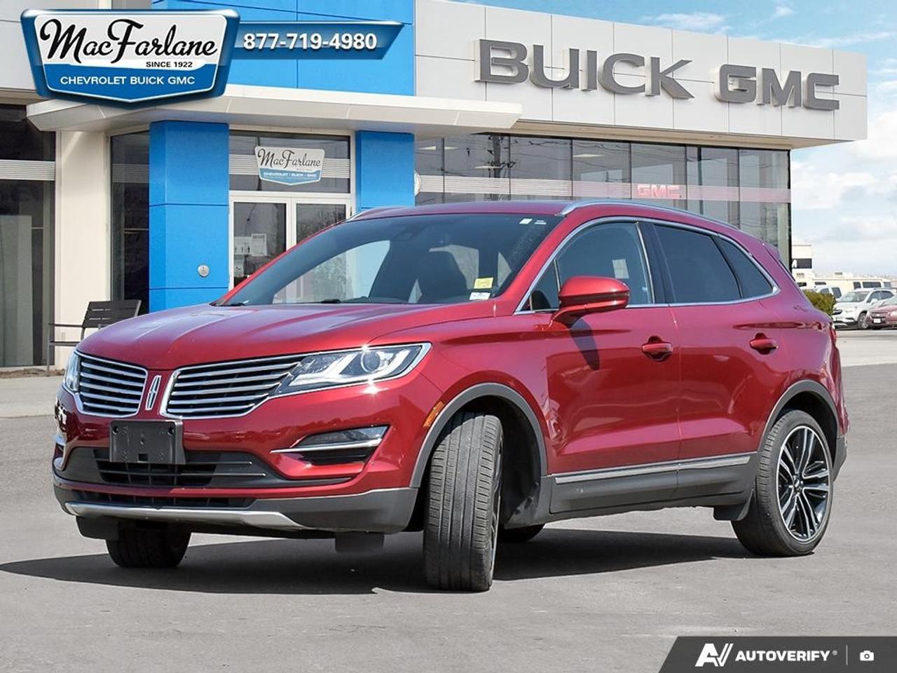 <p>Enjoy refined styling, responsive turbocharged performance and premium all-wheel-drive comfort in this <strong>2017 Lincoln MKC Reserve AWD</strong>, available at MacFarlane Chevrolet Buick GMC in Petrolia, Ontario.</p><p>Powered by a <strong>2.3L turbocharged four-cylinder engine</strong> generating 285 horsepower and 305 lb.-ft. of torque, this MKC delivers confident acceleration for commuting, highway travel and passing. A six-speed SelectShift automatic transmission with steering-wheel-mounted paddle shifters provides smooth, responsive performance.</p><p>Lincolns Intelligent All-Wheel Drive system continually adjusts power between the front and rear wheels to improve traction and handling. Lincoln Drive Control with continuously controlled damping provides Comfort, Normal and Sport drive settings, allowing the vehicles suspension and steering response to adapt to the drivers preferences.</p><p>The red exterior features distinctive Lincoln styling, HID headlights with LED signature lighting, LED taillights, bright dual exhaust outlets and a foot-activated hands-free power liftgate. The Reserve trim also includes a panoramic Vista Roof with a power sunshade.</p><p>Inside, the MKC Reserve offers Bridge of Weir Deepsoft leather-trimmed seating, heated and cooled front seats, driver-seat memory, genuine wood accents, dual-zone automatic climate control and a power-adjustable steering column.</p><p>The SYNC 3 infotainment system includes an eight-inch touchscreen, voice controls and smartphone connectivity. A voice-activated navigation system, rearview camera, reverse sensing system and available driver-assistance technology help make everyday travel more convenient.</p><p>With approximately <strong>33,884 kilometres</strong>, a black interior and a well-equipped Reserve configuration, this Lincoln MKC offers an appealing combination of luxury, practicality and year-round capability.</p><p>Visit <strong>MacFarlane Chevrolet Buick GMC</strong>, proudly serving Petrolia, Sarnia, Strathroy, London, Lambton County and Southwestern Ontario since 1922.</p><p><strong>Call 519-882-1090 today to confirm availability or schedule your test drive.</strong></p>