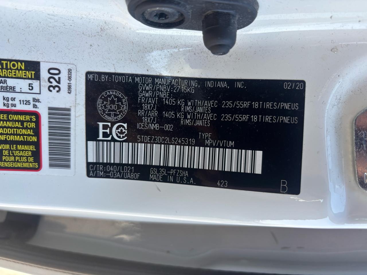 2020 Toyota Sienna SE 7-Passenger AWD Photo
