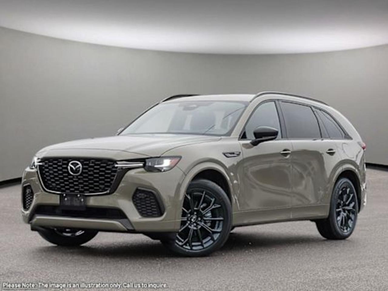 Introducing the 2026 Mazda CX-70 MHEV GT-P AWD in elegant Beige with a sleek Black interior  where power, luxury, and advanced technology converge. Experience thrilling performance from the 3.3L e-SKYACTIV G Mild Hybrid Turbocharged I6 engine paired with an 8-speed automatic transmission and full-time AWD, delivering both efficiency and confidence in any condition. Step inside to premium Nappa leather heated and ventilated front seats, a 12.3-inch touchscreen with integrated navigation, Bose premium sound, and dual-zone climate control for unmatched comfort and connectivity. Safety is paramount with 10 airbags, lane departure prevention, forward collision mitigation, adaptive headlights, and an aerial view camera system. Ride smoothly on 21 Black Metallic Alloy Wheels wrapped with all-season tires, supported by an advanced independent suspension and stability control.This CX-70 GT-P is the perfect blend of stylish design, eco-conscious mild hybrid technology, and Mazdas legendary driving dynamics  ready to elevate your daily journey. Visit Go Mazda today and take the CX-70 MHEV GT-P AWD for a test drive!Go Mazda is an AMVIC licensed business
