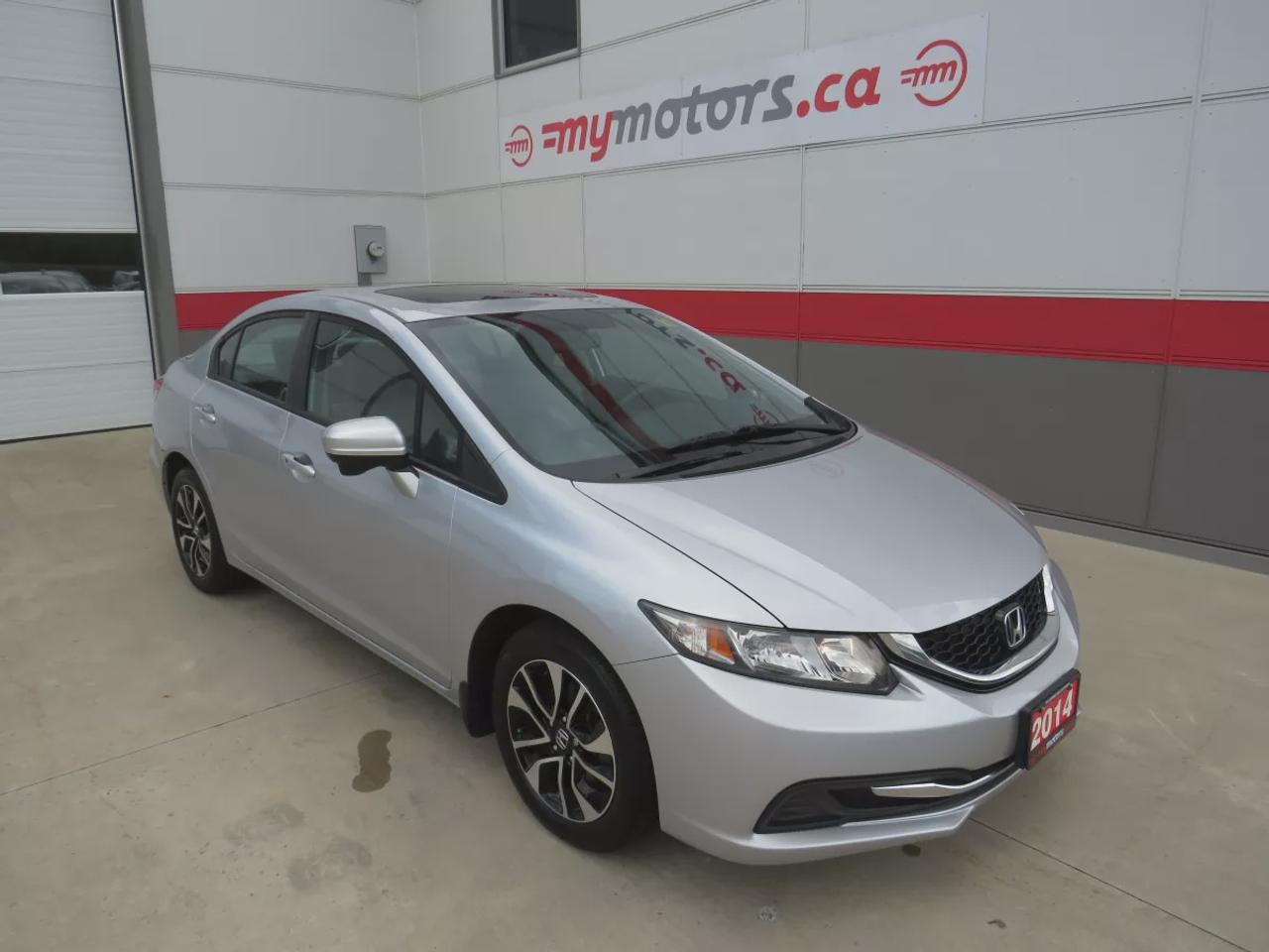 2014 Honda Civic EX     | Sunroof | Alloy Wheels | Heated Front Seats | Bluetooth | Backup Camera | Cruise Control | Steering Wheel Audio Controls | Power Windows | Power Locks | Keyless Entry | Air Conditioning | USB/AUX Input | ECO Mode | Automatic Transmission | Fuel Efficient | Spacious Interior |    | Safety Certified | Detailed | No Hidden Fees |    Hours:  Monday - Wednesday & Friday 8:00am-5:00pm - Thursday 8:00am-7:00pm  Saturday 8:00am-1:00pm    Address:  7 Rouse Street W, Tillsonburg, N4G 5T5
