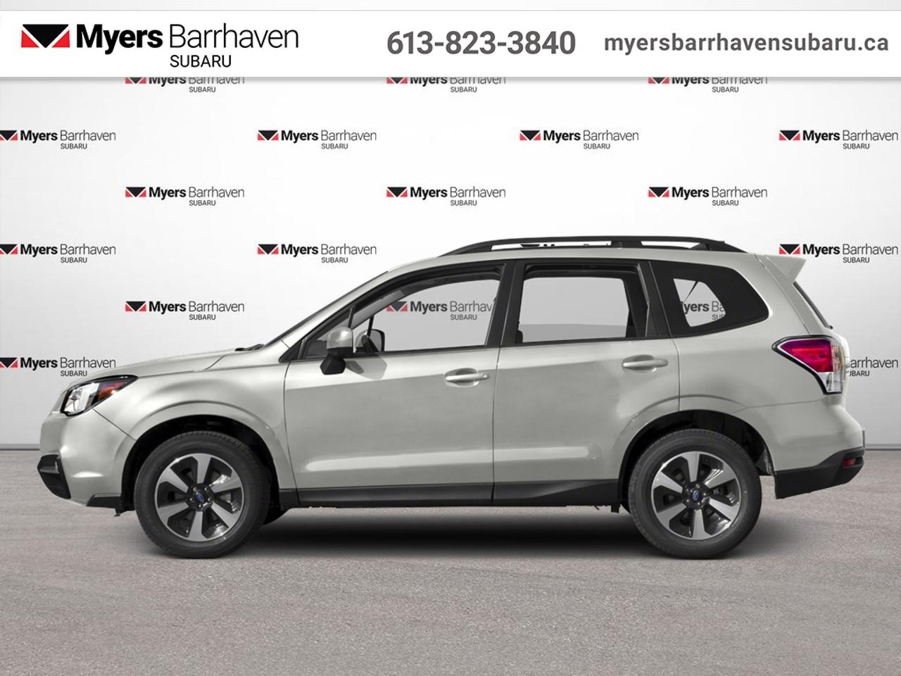 <b>Low Mileage, Sunroof,  Adaptive Cruise Control,  Bluetooth,  Rear View Camera,  Heated Seats!</b><br> <br> Every useful feature of the 2018 Subaru Forester is thoughtfully placed to be right where you need it, when you need it. With high-quality materials and durable design, its designed to make tasks simpler and driving more comfortable. This 2018 Subaru Forester is fresh on our lot in Nepean.<br> <br>This Subaru Forester is well-prepared to keep up with your life, from planned vacations to spontaneous hiking trips. The wide cargo area can accommodate four large suitcases and even the bulkiest of adventure gear. This Subaru Forester boasts an unbeatable combination of all-road and all-weather capability, superior reliability, advanced safety features, exceptional value and sheer driving enjoyment.<br> <br>This low mileage SUV has just 76,568 km. Its White in colour and is completely accident free based on the <a href=https://vhr.carfax.ca/?id=PMFpBv7U3c83zR0E3gbliAyGImDKIM97 target=_blank>CARFAX Report</a>. It has an Automatic transmission and is powered by a 170HP 2.5L 4 Cylinder Engine. It may have some remaining factory warranty, please check with dealer for details. <br> <br> Our Foresters trim level is 2.5i Touring w/ Eyesight. The Touring trim adds some desirable features to this versatile Subaru. It comes with Bluetooth, 6-speaker audio, heated front seats, a rearview camera, a power tailgate, a power sunroof, dual-zone automatic climate control, EyeSight driver assist technology which includes adaptive cruise control, pre-collision braking, lane keeping assist, and more. This vehicle has been upgraded with the following features: Sunroof, Adaptive Cruise Control, Bluetooth, Rear View Camera, Heated Seats, Power Tailgate.<br> <br>To apply right now for financing use this link: <a href=https://www.myersbarrhavensubaru.ca/quick-approval/ target=_blank>https://www.myersbarrhavensubaru.ca/quick-approval/</a><br> <br/><br><br> The Myers name has been synonymous with first-rate automotive service and products for over 80 years in Ottawa; we are happy to welcome you here to <b> Myers Barrhaven Subaru </b> the unbeatable Subaru dealer in Ottawa and the National Capital Region. Serving drivers as the premier Subaru dealership near Kanata, Orléans, Gatineau, QC and Vanier region, we offer a wide range of new and used offerings from Subaru. If youre in the market for a full range of Subaru cars and Subaru SUVs for sale in Ottawa. </br> o~o