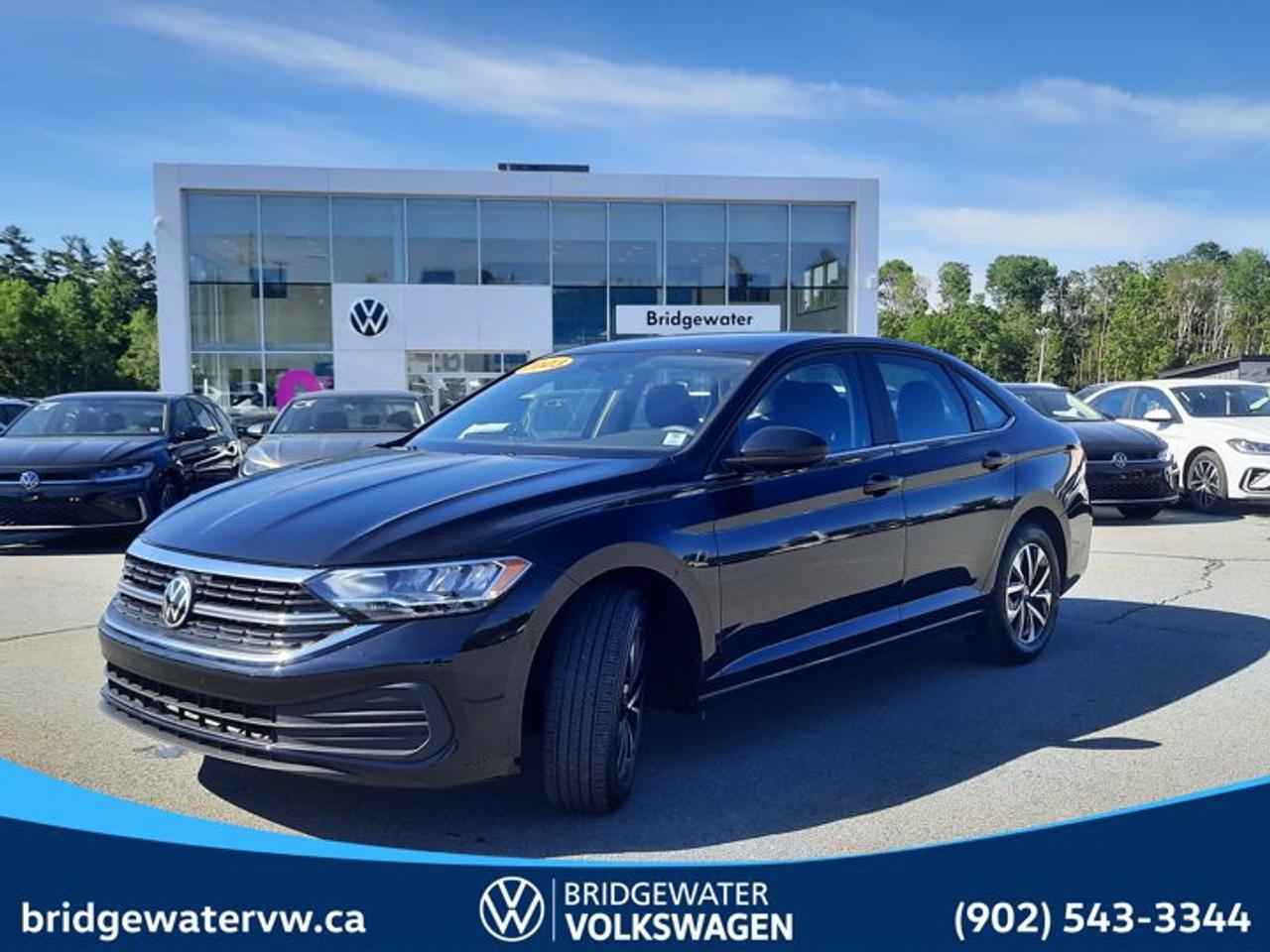 New Price! 2023 Volkswagen Jetta TrendlineApple CarPlay | Android Auto Certified.This vehicle is a Volkswagen Certified Pre-Owned (CPO) model, meeting Volkswagen Canadas certification standards for quality, reliability, and performance. Volkswagen Certified Reconditioning Includes: Comprehensive Volkswagen multi-point inspection Reconditioning completed to Volkswagen Certified standards Verification of vehicle eligibility and service history Professional detailing and final inspection Volkswagen Certified Pre-Owned vehicles include manufacturer-backed benefits. Any concerns related to the certification process must be reviewed and addressed by the original selling dealer.Odometer is 37451 kilometers below market average!Deep Black Pearl FWD 8-Speed Automatic with Tiptronic 1.5L I4 Turbocharged DOHC 16V LEV3-SULEV30 158hp Titan Black Cloth, 4 Speakers, 4-Wheel Disc Brakes, ABS brakes, Air Conditioning, Alloy wheels, AM/FM radio, Brake assist, Bumpers: body-colour, Cloth Seating Surfaces, Delay-off headlights, Driver door bin, Driver vanity mirror, Dual front impact airbags, Dual front side impact airbags, Electronic Stability Control, Exterior Parking Camera Rear, Front anti-roll bar, Front Bucket Seats, Front wheel independent suspension, Fully automatic headlights, Heated door mirrors, Heated Front Comfort Seats, Heated front seats, Heated steering wheel, Illuminated entry, Leather Shift Knob, Leather steering wheel, Low tire pressure warning, Occupant sensing airbag, Outside temperature display, Overhead airbag, Panic alarm, Passenger door bin, Passenger vanity mirror, Power door mirrors, Power steering, Power windows, Radio data system, Radio: 6.5 Touchscreen Infotainment System, Rear anti-roll bar, Rear window defroster, Remote keyless entry, Security system, Speed control, Speed-sensing steering, Split folding rear seat, Steering wheel mounted audio controls, Tachometer, Telescoping steering wheel, Tilt steering wheel, Traction control, Trip computer, Variably intermittent wipers, Wheels: 6.5J x 16 Kiwano Alloy.