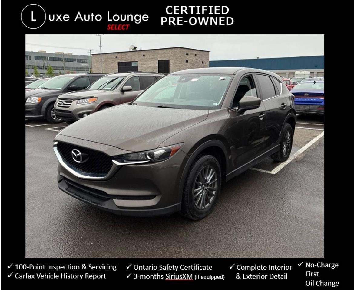 <p>WHAT A BEAUTY!! Take a look at this beautiful 2018 Mazda CX-5! Combining sleek styling, impressive fuel economy, and Mazda&rsquo;s signature driving experience, this SUV is ready for whatever the road brings. Well-equipped with leather seating, navigation, back-up camera, Bluetooth hands-free connectivity, heated front seats, heated steering wheel, power sunroof, push-button start, alloy wheels, dual-zone climate control, and much more. A comfortable, versatile SUV thats easy to love and even easier to drive! Financing options available!</p><p>This vehicle comes Luxe certified select pre-owned, which includes: 100-point inspection & servicing, oil lube and filter change, Ontario safety certificate, Available Luxe Assurance Package, complete interior and exterior detailing, Carfax Verified vehicle history report, guaranteed one key (additional keys may be purchased at time of sale) and FREE 90-day SiriusXM satellite radio trial (on factory-equipped vehicles)! Remember, we built our business on quality, trust, service, and we deliver. PERIOD.&nbsp;<strong>**<em>Ask about our U-select Standard Plus Extended Powertrain Warranty Covearge!!**</em>&nbsp;</strong><strong>Proudly&nbsp;</strong><strong>Family Owned and Operated in the Orleans community for over 16 years!</strong></p><p><strong>Priced at ONLY $219 bi-weekly with $1500 down over 60 months at 7.99% (cost of borrowing is $1899 per $10000 financed) OR cash purchase price of $20995 (both prices are plus HST and licensing). Call today and book your test drive appointment today!!</strong></p>