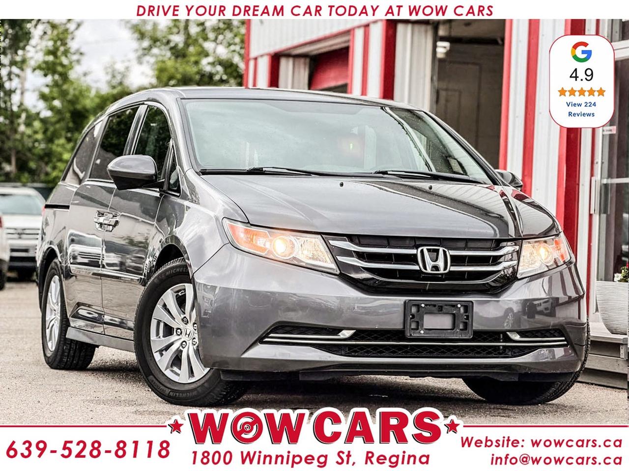 2017 Honda Odyssey EX with DVD EntertainmentOdometer: 79,758Km <br/> Sale Price: $27,990+ taxes <br/> Financing Available <br/> <br/> <br/> WOW Factors:--Certified and mechanical inspection <br/> -Dealer Serviced <br/> <br/> <br/> Highlight Features:--Blind Spot Camera <br/> -DVD Entertainment Package <br/> -Alloy Wheels <br/> -Backup-Camera <br/> -Power Seats <br/> -Heated Seats <br/> -Bluetooth Connectivity <br/> -Power Doors <br/> -Cruise Control <br/> -Tow Hitch <br/> -Push Button Start <br/> -8 Seater and much more. <br/> <br/> <br/> Driven by Trust, Powered by Family  Your Destination for Quality Pre-Owned Vehicles <br/> At our family-owned dealership, customer satisfaction isnt just a goal  its our promise. We specialize in pre-owned Cars, SUVs, Vans, and Trucks, offering standout value with the WOW factors that set us apart. From exceptional Google reviews to unmatched after-sales service, we go above and beyond to make your experience seamless, transparent, and friendly. <br/> <br/> <br/> Visit WOW CARS Today at 1800 Winnipeg Street Regina, SK S4P1G2, or give us a call at (639) 528-8II8. <br/>
