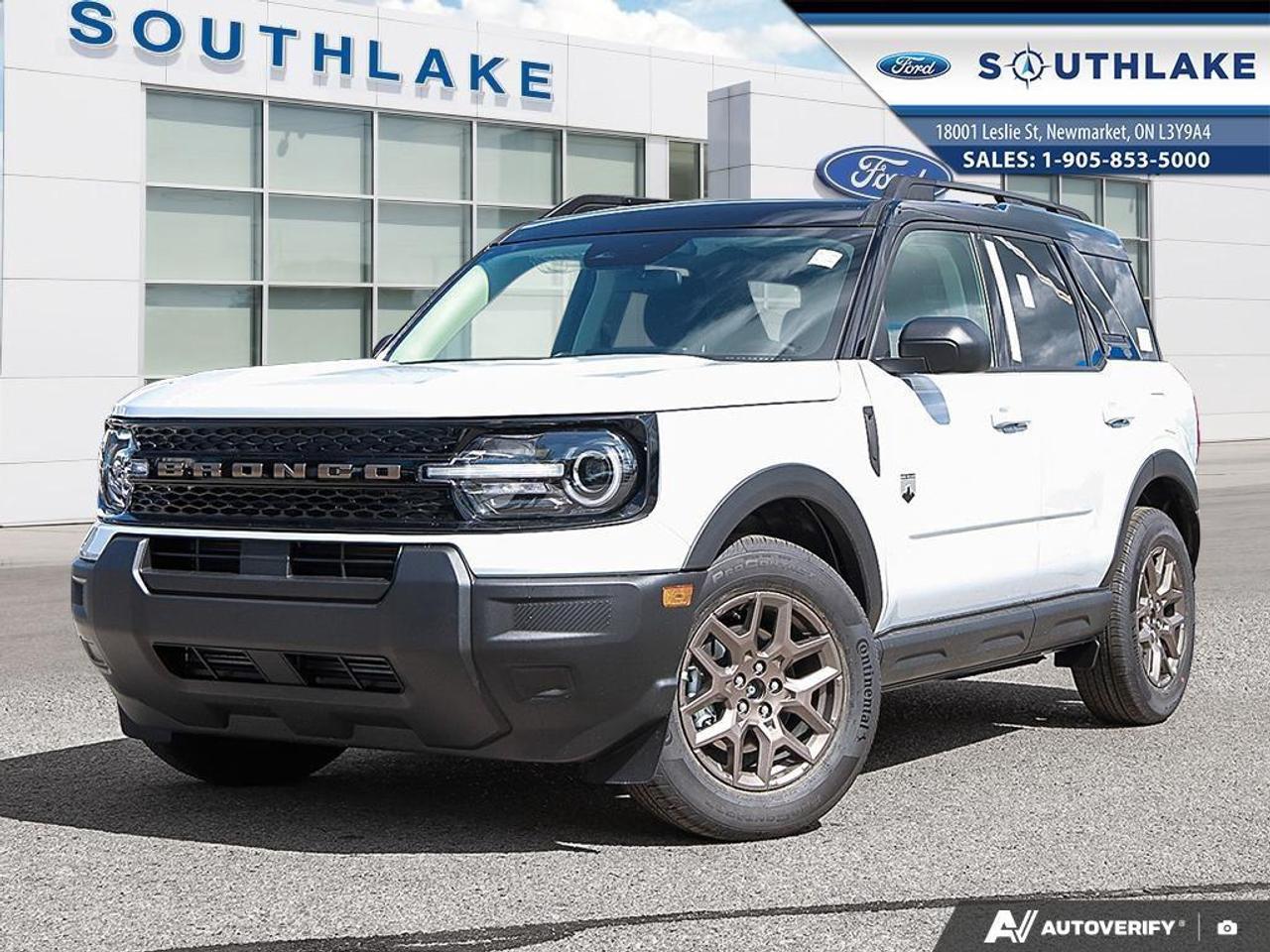 <p>Introducing the impressive 2026 Ford Bronco Sport Big Bend 4x4, finished in a striking Space White Metallic. Equipped with a robust 4x4 drivetrain and a state-of-the-art 8-speed automatic transmission, this SUV is engineered for exceptional handling and performance on any terrain.</p><p>The exterior design is bold with features like the Ebony Black Grille accented by Bronze BRONCO lettering and stylish 17" Sinister Bronze-Painted Aluminum Wheels. Complementing this is the Painted Shadow Black Roof and Bronze Fender Vent, making your SUV not just a vehicle but a statement. You'll appreciate the practical Flood Light Adjustable Liftgate, perfect for adventures after sunset.</p><p>Step inside to discover the modern, rugged interior featuring Bronze Fire Premium Trimmed Front Sport Contour Bucket Seats with canyon stitching and premium wrapped steering wheel, ensuring both driver and passengers ride in comfort and style. The heated seats and mirrors will be particularly treasured during Canadian winters.</p><p>The Ford Bronco Sport Big Bend is equipped with a formidable 1.5L EcoBoost engine with auto start-stop technology, promising both power and fuel efficiency. Stay connected and entertained with smart device integration, a Bluetooth connection, a satellite radio, and a convenient wi-fi hotspot. Safety is paramount, with adaptive cruise control, brake assist, lane assist, parking sensors, and a backup camera making every journey secure and stress-free.</p><p>Whether you're an adventurer at heart, a daily commuter seeking reliability, or a family prioritizing safety and convenience, this new Bronco Sport offers it all. Contact Southlake Ford today to learn more about how you can drive home in this exceptional vehicle and experience its unmatched capabilities first-hand!</p> <p>Here at Southlake Ford we take great pains to make sure our inventory on our site is as up to date as possible so our stock availability is updated twice per day. We know you've spent hours researching your vehicle of choice so we want to make it as easy as possible once you've made your decision. If the vehicle is listed on on our website, it is either in stock, or in-transit and available. Vehicle ETA's can vary but we register the vehicle once you've purchased it so all programs/incentives are protected. </p><p>Now for the fun stuff! Southlake Ford is proud to be partnering with Overdrive Automotive for all of your aftermarket needs or modifications. Lift kits, tires, wheels, winches, you name it and we can get it done. See in store or on our social channels for more details or goto <a target=_blank rel=noopener noreferrer nofollow href=http://www.overdriveauto.com>www.overdriveauto.com</a> </p>