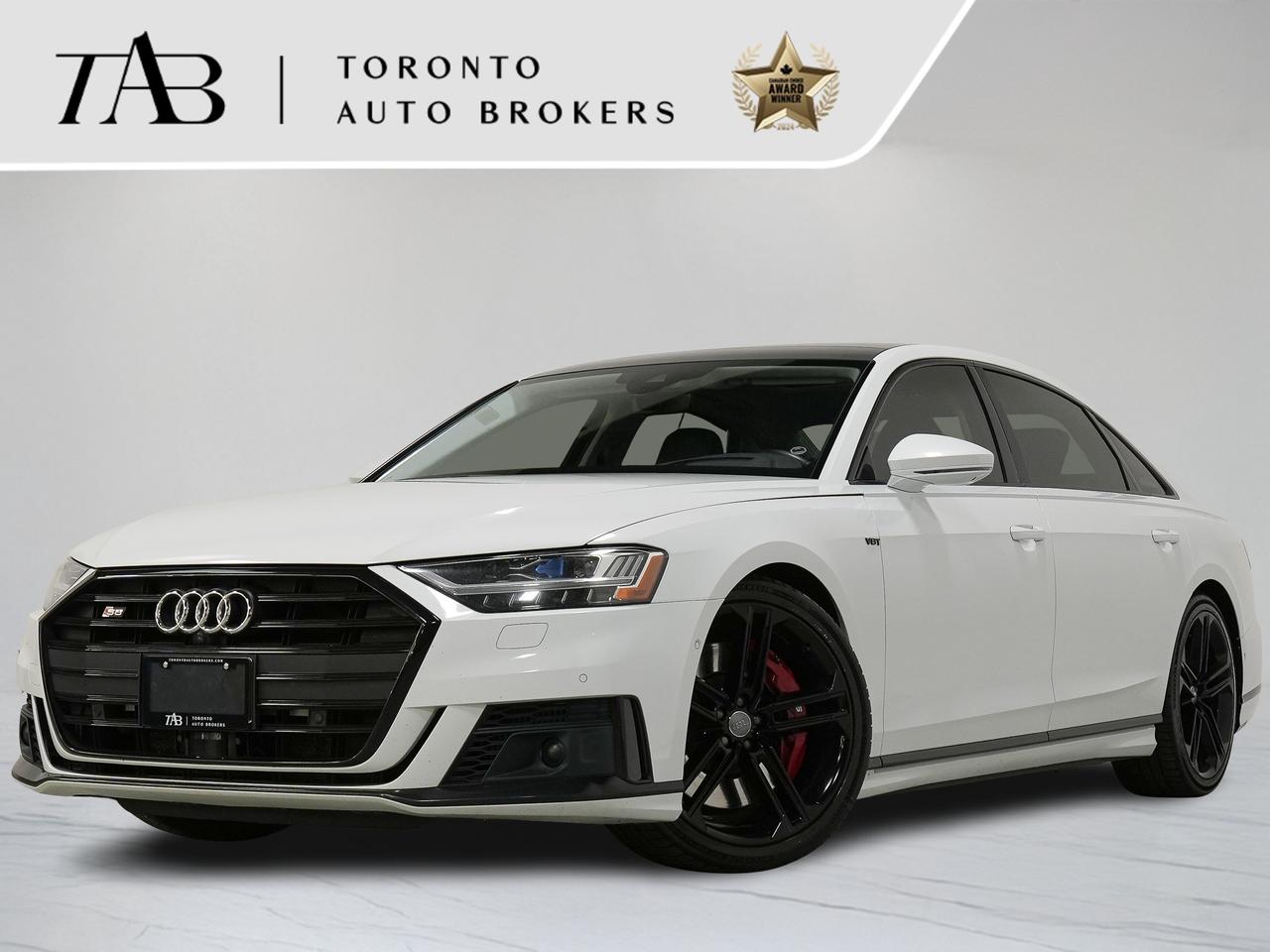 This 2020 Audi S8 L 4.0T quattro is a local Ontario vehicle that represents the pinnacle of Audi luxury and performance. Combining a powerful twin-turbocharged V8 engine with advanced quattro all-wheel drive, executive-level comfort, and cutting-edge technology, the S8 delivers an exceptionally refined driving experience without compromising on performance. The long-wheelbase design provides enhanced rear passenger comfort, while premium features throughout the cabin make every journey first class.

Key Features:

Bang & Olufsen Premium 3D Sound System
Head-Up Display (HUD)
Panoramic Sunroof
21-Inch Audi Sport Alloy Wheels
quattro All-Wheel Drive
Adaptive Air Suspension
Heated Front and Rear Seats
Ventilated Front Seats
Power Adjustable Front Seats with Memory
Four-Zone Automatic Climate Control
Audi Virtual Cockpit Plus
MMI Navigation Plus with Touch Response
Wireless Apple CarPlay & Android Auto
360-Degree Surround View Camera
Front and Rear Parking Sensors

NOW OFFERING 3 MONTH DEFERRED FINANCING PAYMENTS ON APPROVED CREDIT. 

WE OFFER THE BEST FINANCE RATES, AND DONT CHARGE ANY FINANCING FEE

Looking for a top-rated pre-owned luxury car dealership in the GTA? Look no further than Toronto Auto Brokers (TAB)! Were proud to have won multiple awards, including the 2024 AutoTrader Best Priced Dealer, the 2026 Best in Business award, the 2025 CarGurus Award, the 2026 Top Choice Award, the 2026 Dealer Rater Consumer Satisfaction Award, the 2026 Canadian Choice Award, the 2026 Three Best Rated Dealer Award, and many more!

With 30 years of experience serving the Greater Toronto Area, TAB is a respected and trusted name in the pre-owned luxury car industry. Our 30,000 sq.Ft indoor showroom is home to a wide range of luxury vehicles from top brands like BMW, Mercedes-Benz, Audi, Porsche, Land Rover, Jaguar, Aston Martin, Bentley, Maserati, and more. And we dont just serve the GTA, were proud to offer our services to all cities in Canada, including Vancouver, Montreal, Calgary, Edmonton, Winnipeg, Saskatchewan, Halifax, and more.

At TAB, were committed to providing a no-pressure environment and honest work ethics. As a family-owned and operated business, we treat every customer like family and ensure that every interaction is a positive one. Come experience the TAB Lifestyle at its truest form, luxury car buying has never been more enjoyable and exciting!

We offer a variety of services to make your purchase experience as easy and stress-free as possible. From competitive and simple financing and leasing options to extended warranties, aftermarket services, and full history reports on every vehicle, we have everything you need to make an informed decision. We welcome every trade, even if youre just looking to sell your car without buying, and when it comes to financing or leasing, we offer same day approvals, with access to over 50 lenders, including all of the banks in Canada. Feel free to check out your own Equifax credit score without affecting your credit score, simply click on the Equifax tab above and see if you qualify.

Call us today or visit our website to learn more about our inventory and services. And remember, all prices exclude applicable taxes and licensing, and vehicles can be certified at an additional cost of $999.