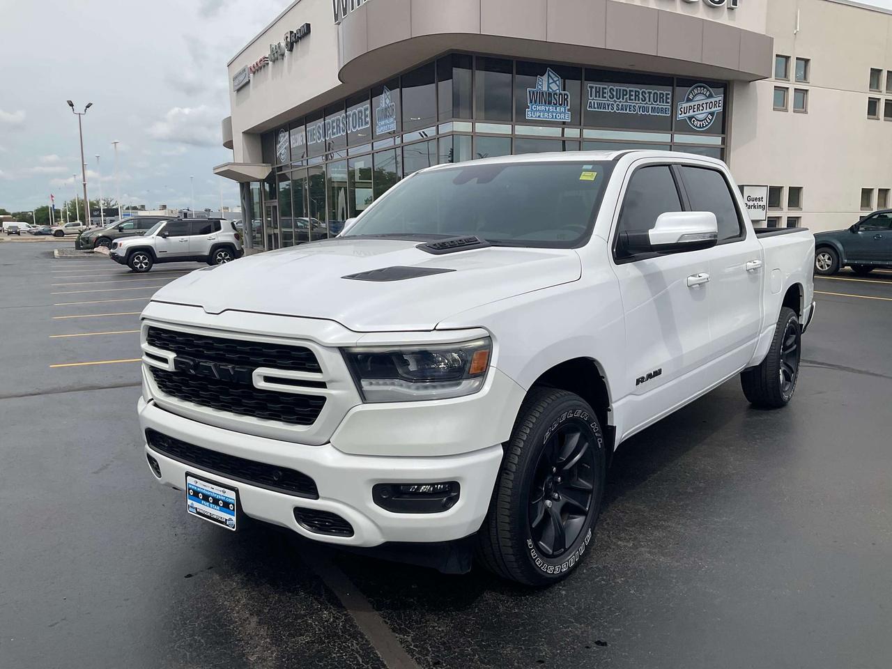 Odometer is 7907 kilometers below market average!

Ivory White Tri-Coat Pearlcoat 2022 Ram 1500 Sport 4WD 8-Speed Automatic HEMI 5.7L V8 VVT

**CARPROOF CERTIFIED**.

* PLEASE SEE OUR MAIN WEBSITE FOR MORE PICTURES AND CARFAX REPORTS * Buy in confidence at WINDSOR CHRYSLER with our 95-point safety inspection by our certified technicians. Searching for your upgrade has never been easier. You will immediately get the low market price based on our market research, which means no more wasted time shopping around for the best price, Its time to drive home the most car for your money today. OVER 100 Pre-Owned Vehicles in Stock! Our Finance Team will secure the Best Interest Rate from one of out 20 Auto Financing Lenders that can get you APPROVED! Financing Available For All Credit Types! Whether you have Great Credit, No Credit, Slow Credit, Bad Credit, Been Bankrupt, On Disability, Or on a Pension, we have options. Looking to just sell your vehicle? We buy all makes and models let us buy your vehicle. Proudly Serving Windsor, Essex, Leamington, Kingsville, Belle River, LaSalle, Amherstburg, Tecumseh, Lakeshore, Strathroy, Stratford, Leamington, Tilbury, Essex, St. Thomas, Waterloo, Wallaceburg, St. Clair Beach, Puce, Riverside, London, Chatham, Kitchener, Guelph, Goderich, Brantford, St. Catherines, Milton, Mississauga, Toronto, Hamilton, Oakville, Barrie, Scarborough, and the GTA.