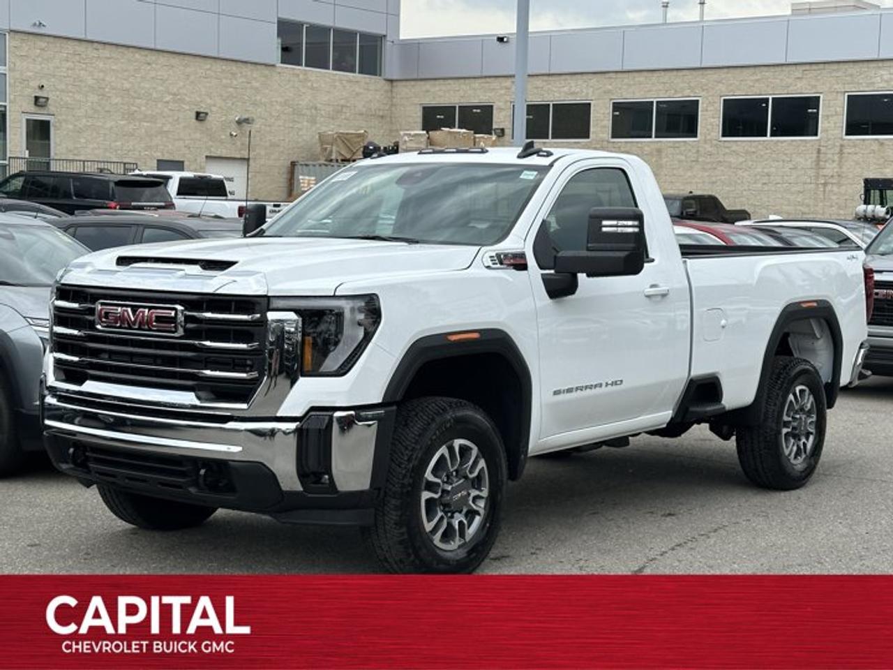 This GMC Sierra 3500HD delivers a Turbocharged Diesel V8 6.6L/ engine powering this Automatic transmission. ENGINE, DURAMAX 6.6L TURBO-DIESEL V8, B20-DIESEL COMPATIBLE (470 hp [350.5 kW] @ 2800 rpm, 975 lb-ft of torque [1322 Nm] @ 1600 rpm) (Includes (K05) engine block heater.), Wireless phone projection for Apple CarPlay and Android Auto, Window, power front, passenger express down.* This GMC Sierra 3500HD Features the Following Options *Window, power front, drivers express up/down, Wi-Fi Hotspot capable (Terms and limitations apply. See onstar.com or dealer for details.), USB Ports, 2, Charge/Data ports located on instrument panel, USB ports, (2) charge-only, rear, Transmission, 10-Speed automatic, Transfer case, two-speed electronic shift with push button controls (Requires 4WD models.), Trailer brake controller, integrated, Tire, spare LT275/70R18 all-terrain, blackwall (Included and only available with (QF6) LT275/70R18E all-terrain, blackwall tires or (QF9) LT275/65R20 all-terrain, blackwall tires with (E63) pickup bed models. Available to order when (ZW9) pickup bed delete and (QF6) LT275/70R18E all-terrain, blackwall tires are ordered.), Tire Pressure Monitoring System auto learn, includes Tire Fill Alert (does not apply to spare tire), Tire carrier lock keyed cylinder lock that utilizes same key as ignition and door (Deleted with (ZW9) pickup bed delete.).* Stop By Today *Come in for a quick visit at Capital Chevrolet Buick GMC Inc., 13103 Lake Fraser Drive SE, Calgary, AB T2J 3H5 to claim your GMC Sierra 3500HD!