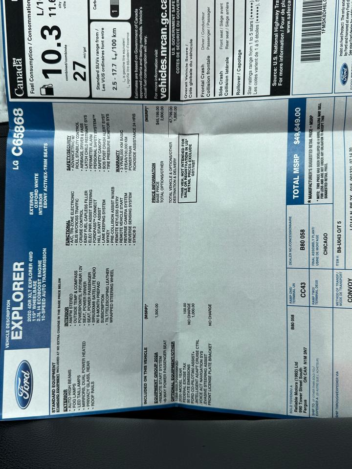 2020 Ford Explorer XLT AWD+CLEAN CARFAX+LEATHER+POWER GATE Photo