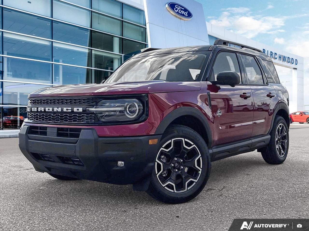 The 2026 Ford Bronco Sport Outer Banks in Ruby Red Metallic is a fresh-off-the-lot SUV built for those who want genuine off-road capability without sacrificing everyday comfort. With only 11 km on the odometer, a power moonroof, heated leatherette steering wheel, and a comprehensive Tech Package, this is a well-equipped adventure-ready machine that doesnt cut corners where it counts.

- Brand new 2026 model with just 11 km  fully untouched and dealer-fresh
- Ruby Red Metallic Tinted Clearcoat exterior with 4WD part/full-time capability for real off-road confidence
- Power Moonroof included as part of the 300A Tech Package
- Adaptive Cruise Control with Stop-and-Go for relaxed highway driving
- Heated leatherette steering wheel and Voice Activated Dual Zone Front Automatic A/C for year-round comfort
- BLIS Blind Spot Information System, Rear Cross-Traffic Braking, Lane Centering, and Driver Monitoring-Alert for a comprehensive safety suite
- Evasion Assist and Collision Mitigation-Front add an extra layer of active protection
- Efficient 1.5L 3-cylinder engine with 7.8 L/100 km highway fuel economy

At Birchwood Ford, were committed to making your vehicle purchase straightforward and rewarding. Whether youre ready to reserve this Bronco Sport, start your purchase online, or simply have questions, our team is here to help. Visit us at birchwoodford.ca or book a test drive today  this one wont last long at this spec level.
Birchwood Ford is your choice for New Ford vehicles in Winnipeg. 

At Birchwood Ford, we hold ourselves to the highest standard. Our number one focus is customer satisfaction which has awarded us the Ford of Canadas Presidents Award for 5 consecutive years. This honour is presented to Ford dealers that have proven outstanding results in Sales and Customer Service Excellence.

Are you a newcomer to Canada, recent graduate, first time car buyer or physically challenged? Ask us about our exclusive rebates and how they may apply to you.
 
Interested in seeing/hearing more? Book a test drive or give us a call at (204) 661-9555 and we can help you with whatever you need!

Dealer permit #4454
Dealer permit #4454