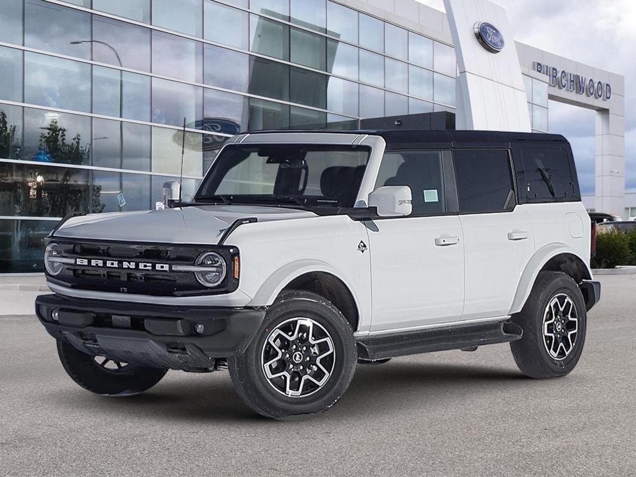 The 2026 Ford Bronco Outer Banks is built for those who want serious off-road capability without sacrificing everyday comfort. With just 26 km on the odometer, this brand-new Outer Banks trim brings together rugged 4WD performance, premium interior touches, and a suite of smart technology  all wrapped in a clean White exterior.

- Part-Time 4WD with a proven 2.3L 4-cylinder engine, purpose-built for tackling varied terrain
- Heated leather-wrapped steering wheel and leather/leatherette rear seating for a refined interior feel
- Connected Navigation with live traffic, predictive destinations, pinch-to-zoom, and One Box search
- Voice-activated dual-zone front automatic air conditioning for personalized comfort on long hauls
- Ford Co-Pilot360 with auto high-beam headlamps, BLIS blind spot monitoring, cross-traffic alert, and collision mitigation
- Driver Monitoring Alert and Restricted Driving Mode add an extra layer of active safety awareness
- Manual convertible top with fixed roll-over protection  a true Bronco signature feature
- Fuel economy rated at 10.9 L/100 km highway, keeping efficiency in check even on longer adventures

Ready to make this Bronco yours? Visit Birchwood Ford in person or explore your options at birchwoodford.ca. You can reserve this vehicle, start your purchase online, or book a test drive appointment  whatever works best for you. Have questions? Our team is happy to help.
Birchwood Ford is your choice for New Ford vehicles in Winnipeg. 

At Birchwood Ford, we hold ourselves to the highest standard. Our number one focus is customer satisfaction which has awarded us the Ford of Canadas Presidents Award for 5 consecutive years. This honour is presented to Ford dealers that have proven outstanding results in Sales and Customer Service Excellence.

Are you a newcomer to Canada, recent graduate, first time car buyer or physically challenged? Ask us about our exclusive rebates and how they may apply to you.
 
Interested in seeing/hearing more? Book a test drive or give us a call at (204) 661-9555 and we can help you with whatever you need!

Dealer permit #4454
Dealer permit #4454