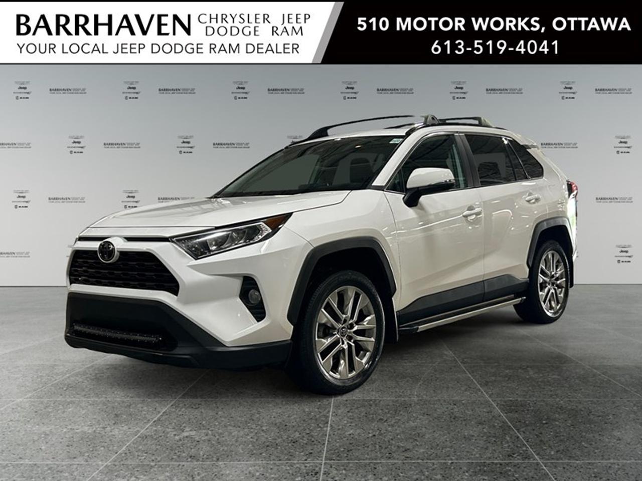 Experience the stunning 2020 Toyota RAV4 XLE AWD in an elegant white finish, designed for those who demand versatility and style. This SUV with its all-wheel drive and automatic transmission provides excellent handling, making it a perfect choice for any driving conditions. The RAV4s exterior is both bold and refined, featuring sleek alloy wheels and practical heated mirrors. Step inside to discover a spacious interior equipped with leatherette door trim inserts, a luxurious leather steering wheel, and heated front seats for ultimate comfort. Enjoy the convenience of power seats and windows, paired with the open feel of a sunroof/moonroof. This vehicle is packed with advanced technologies, including a backup camera for peace of mind, Bluetooth connection for seamless device integration, and smart device integration for staying connected on-the-go. Safety is paramount with features such as lane assist and brake assist, combined with adaptive cruise control for enhanced driver support. If youre looking for a vehicle that blends functionality, comfort, and cutting-edge technology, the Toyota RAV4 XLE AWD is perfect for you. Contact Barrhaven Jeep Dodge Chrysler Ram to learn more about how you can make this exceptional SUV your own. FREE CARFAX, NO ADMIN FEES, NON SMOKER, CERTIFIED PRICE PLUS TAX ONLY!!