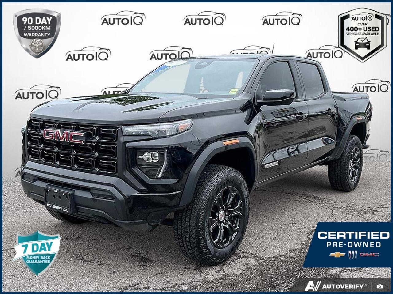 Recent Arrival!<br>Odometer is 1833 kilometers below market average!<br><br>CERTIFIED PREOWNED VEHICLE, One Owner, | No Accidents, | Apple CarPlay/Android Auto, | Non-Smoker, LOCAL TRADE, DETAILED, OIL CHANGE, 4WD, 1 Rear USB Ports in Centre Console (Charge-Only), 2 1st Row USB Charge/Data Ports, 3.42 Rear Axle Ratio, 4-Way Manual Front Passenger Seat Adjuster, 6 Speakers, 6-Speaker Audio System Feature, 6-Way Manual Driver Seat Adjuster, Air Conditioning, Alloy wheels, AM/FM radio: SiriusXM with 360L, Auto High-beam Headlights, Automatic Emergency Braking, Automatic Stop/Start, Bumpers: body-colour, Canyon Pro Safety, Delay-off headlights, Driver Mode Selector, Dual front impact airbags, Dual front side impact airbags, Following Distance Indicator, Forward Collision Alert, Front anti-roll bar, Front Pedestrian & Bicyclist Braking, Front wheel independent suspension, IntelliBeam Automatic High Beam On/Off, Lane Keep Assist w/Lane Departure Warning, Low tire pressure warning, Occupant sensing airbag, Overhead airbag, Preferred Equipment Group 4VL, Premium audio system: Premium GMC Infotainment System, Radio data system, Radio: 11.3 Diagonal Premium GMC Infotainment Sys, SiriusXM w/360L, Speed-sensing steering, Split folding rear seat, Stop/Start System Disable Button Engine Control, Wheels: 18 x 8.5 Dark Grey Painted Aluminum, Wireless Apple CarPlay/Wireless Android Auto.<br><br>Onyx Black Elevation<br>OFF-ROAD SUSPENSION W/2 LIFT | GMC PRO SAFETY PKG | 18 INCH WHEELS | REMAINING FACTORY WARRANTY 2024 GMC Canyon Elevation  2.7L I4 Turbocharged DOHC 16V LEV3-SULEV30 310hp<br>8-Speed Automatic<br>4WD<p></p>

<p>GM CERTIFIED PRE-OWNED</p>

<p><strong>Special Financing Available:</strong> Take advantage of exclusive low finance rates OAC*, significantly lower than standard pre-owned rates!</p>

<p>Backed by GM Certified Pre-Owned standards, which include a thorough inspection and reconditioning process by factory-trained technicians. Plus, this vehicle includes our exclusive <strong>AutoIQ Platinum Standard</strong></p>

<p><strong>GM Certified Pre-Owned Benefits Include:</strong><br />
- 150+ Point inspection by GM factory-trained technicians<br />
- 3-month / 5,000-kilometre Limited Warranty*<br />
- 24-hour Roadside Assistance<br />
- 1-month OnStar Trial<br />
- SiriusXM Trial</p>

<p><strong>AutoIQ Platinum Standard:</strong><br />
- 36-point Provincial Safety Inspection<br />
- Warranty: 90-days or 5,000 KM on inspected mechanical items, factory extended options eligible for warranty up to 200,000 KM<br />
- 3X Provincial safety standard for tire tread depth<br />
- 3X Provincial safety standard for brake pad thickness<br />
- 7 Day Money Back Guarantee***<br />
- Market Value Report provided<br />
- Guaranteed 2 keys/key fobs and door code (if equipped)<br />
- Equipped vehicles include a complimentary 3 month Sirius satellite radio subscription!<br />
- Complimentary full interior detailing and carpet shampoo<br />
- Paintless dent repair and/or touch-ups for applicable body panels<br />
- Vehicle scanned for open recall notifications from manufacturer</p>

<p>SPECIAL NOTE: This vehicle is reserved for AutoIQs retail customers only. Please, no dealer calls. Errors & omissions excepted.</p>

<p>*O.A.C. Limited Warranty coverage of 3 months or 5000km, whichever comes first. Limitations apply. See dealer for details. **As-traded, specialty or high-performance vehicles are excluded from the 7-Day Money Back Guarantee Program (including, but not limited to Ford Shelby, Ford Mustang GT, Ford Raptor, Chevrolet Corvette, Camaro 2SS, Camaro ZL1, V-Series Cadillac, Dodge/Jeep SRT, Hyundai N Line, all electric models)</p>