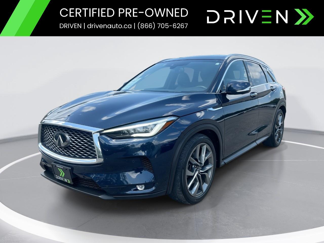 <p><strong>SPECIAL FINANCE PRICE: $21,995</strong></p><p><strong>CASH PRICE: $23,995</strong></p><p><span style=color:rgb( 0 , 0 , 0 )>Luxury meets innovation in this INFINITI QX50 Sensory! Finished with premium styling and loaded with features including quilted leather-appointed seating, panoramic moonroof, heated front and rear seats, heated steering wheel, navigation, Bose premium audio, head-up display, 360° Around View Monitor, memory seating, power liftgate, remote start, and Apple CarPlay/Android Auto.</span></p><p><span style=color:rgb( 0 , 0 , 0 )>Drive with confidence thanks to ProPILOT Assist, blind spot intervention, lane departure warning, forward collision warning with automatic emergency braking, adaptive cruise control, rear cross-traffic alert, parking sensors, and a full suite of advanced safety technologies.</span></p> <p><span style=color:black>This vehicle is in<strong>excellent showroom condition</strong>and backed by the<strong>DRIVEN Certified Advantage Program</strong>for complete peace of mind.</span></p><p><span style=color:black><strong>INSPECTION & CERTIFICATION</strong></span></p><p><span style=color:black>This vehicle has undergone a<strong>comprehensive 150-point inspection</strong>by licensed in-house mechanics, assessing its cosmetic, mechanical, and safety condition. It comes<strong>DRIVEN Certified</strong>, which includes our<strong>30-Day / 2,500KM Vehicle Assurance Program</strong>covering any mechanical issues within that period.</span></p><p><span style=color:black><strong>DRIVEN CERTIFIED ADVANTAGE PROGRAM  INCLUDED FOR ALL BUYERS</strong></span></p><p><span style=color:black> 30-Day / 2,500KM Vehicle Assurance Program  Ontario-wide delivery available  Free Carfax Vehicle History Report  Access to Industry-Leading Warranty & GAP Programs  WALKAWAY Protection Available  Fresh Oil Change & New Cabin Air Filter  Meticulously Reconditioned & Professionally Detailed Vehicles</span></p><p><span style=color:black><strong>FINANCING AVAILABLE</strong></span></p><p><span style=color:black>All credit types are welcome! Whether youre a<strong>first-time buyer</strong>,<strong>newcomer to Canada</strong>, or<strong>rebuilding credit</strong>, our<strong>Equifax Certified Finance Team</strong>works to secure your best approval.</span></p><p><span style=color:black>Special Financing Programs are available for an additional<strong>$999</strong>, covering the expert services we provide to secure the<strong>lowest rates, best approvals, and most flexible terms</strong>.</span></p><p><span style=color:black>The<strong>Special Finance Price</strong>reflects a dealer discount and is available only when financing is arranged through<strong>DRIVEN</strong>, on approved credit (O.A.C.). Customers paying cash or using outside financing will pay the full<strong>cash price</strong>listed above.</span></p><p><span style=color:black><strong>CONVENIENCE & EXPERIENCE</strong></span></p><p><span style=color:black> State-of-the-Art Facility in Newmarket, ON  Hundreds of 5-Star Google Reviews  Recognized for expertise and trust  Transparent, Pressure-Free Consultations  Top Dollar for Trades  Well buy your vehicle even if you dont buy ours</span></p><p><span style=color:black><strong>ABOUT DRIVEN</strong></span></p><p><span style=color:black><strong>DRIVEN</strong> Anything but your typical dealership. Your one-stop destination for<strong>buying, selling, and servicing vehicles</strong>, built on transparency, trust, and a people-first approach.</span></p><p><span style=color:black>Visit us today at<strong>220 Mulock Drive, Newmarket, ON L3Y 9B7</strong> Or explore our full inventory and get<strong>pre-approved in minutes</strong>with<strong>no credit impact</strong>at</span><a target=_blank rel=noopener noreferrer nofollow href=http://www.drivenauto.ca><span style=color:blue>www.drivenauto.ca</span></a></p><p><span style=color:black>In accordance with<strong>OMVIC regulations</strong>, the listed<strong>cash price</strong>is the total all-in price excluding taxes and licensing. The<strong>Special Financing Price</strong>reflects dealer incentives available only when financing is arranged through DRIVEN (O.A.C.).</span></p><p><span style=color:black>***Although every effort is made to ensure accuracy, we are not responsible for any errors or omissions. Prices and availability may change without notice. Please call or email us directly to confirm details.***</span></p>