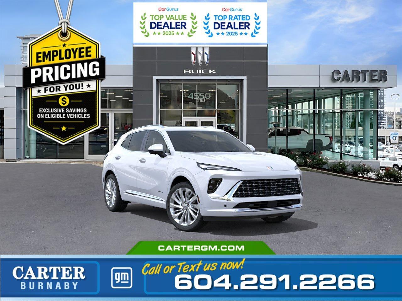 GREAT NEWS! THE EMPLOYEE PRICING EVENT IS BACK! Take advantage of exclusive Employee Pricing on eligible new vehicles and enjoy exceptional value for a limited time. This is your opportunity to save on the vehicle youve been waiting for while inventory lasts. Contact us today to confirm your eligibility and discover the available offers on your preferred model.  WHY CARTER GM BURNABY?  - An unrivalled vehicle purchasing experience! - Exceeding our loyal customers expectations since 1963 - 4.5 Google star rating with 2,300+ customer reviews) - CarGurus Top-Rated Dealer 2025 Award - CarGurus Top Value Dealer 2025 Award - Vehicle trades welcome! Best price guaranteed! - We provide upfront pricing, zero hidden fees, and 100% transparency - Fast approvals and 99% acceptance rates (no matter your current credit status!) - Multilingual staff (many languages spoken) - Comfortable non-pressured environment with in-store television, WIFI and a childrens play area! - In-store restaurant: fresh daily menu        Were here to help you drive the vehicle you want, the vehicle you deserve! QUESTIONS? GREAT! WEVE GOT ANSWERS! To speak with a friendly vehicle specialist - CALL NOW! The advertised price includes all standard dealer fees and any applicable manufacturer or dealer incentives. It does not include applicable taxes, licensing, insurance, or optional products or services. Dealer fees will be clearly broken out and itemized on the bill of sale, maximum total of fees $699.00. Prices are shown in Canadian dollars. While we make every effort to ensure accuracy, vehicle details, pricing, options, and availability are subject to change without notice. Please confirm all information with dealership sales management before purchase. Dealer Code: 81129