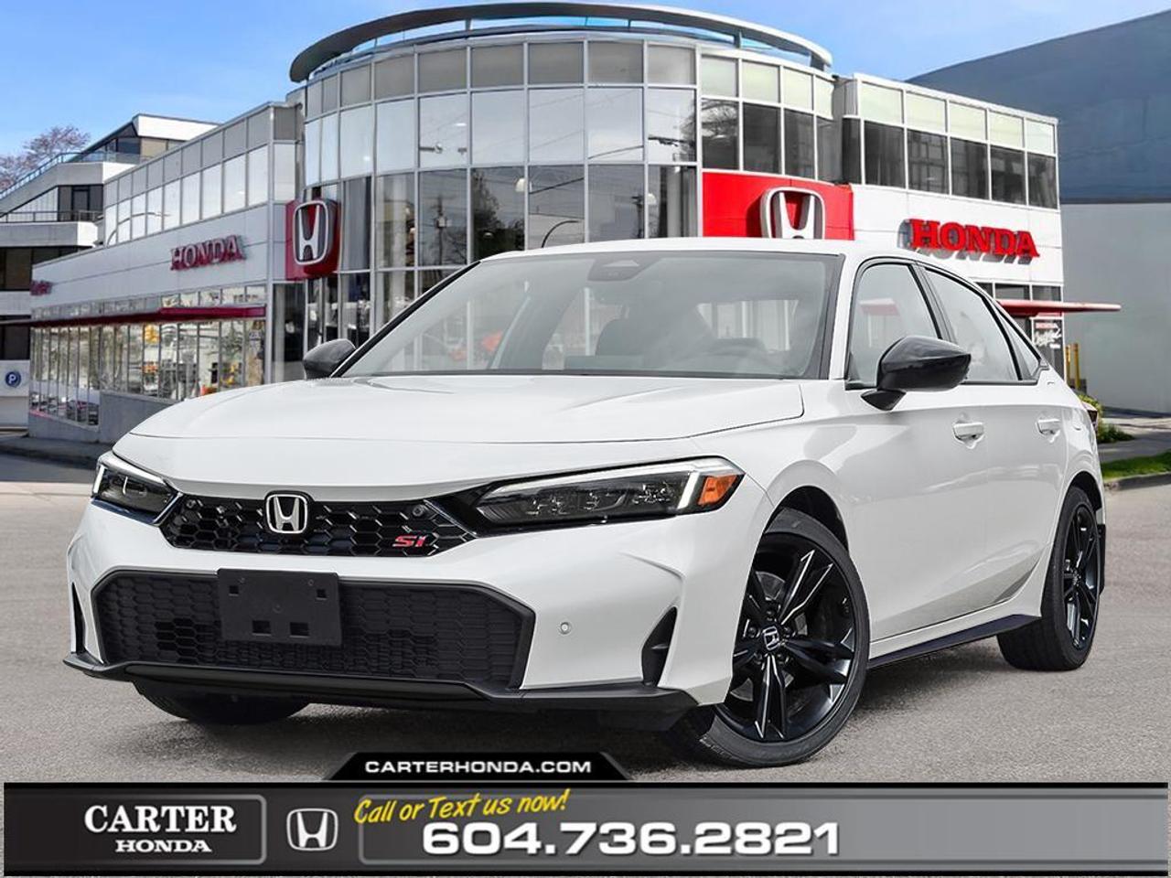 Discover thrilling performance, precision handling, and bold styling with the 2026 Honda Civic Si Sedan, now available at Carter Honda. Engineered for driving enthusiasts, it pairs a responsive turbocharged engine with a six speed manual transmission for an engaging and rewarding drive every time you get behind the wheel. The Civic Si stands out with aggressive exterior styling, distinctive alloy wheels, and sporty design accents that command attention. Inside, the driver focused cabin features sport seats, a leather wrapped steering wheel, aluminum sport pedals, and a fully digital instrument display. A high resolution touchscreen with wireless Apple CarPlay and Android Auto keeps you connected, while the Honda Sensing suite provides advanced safety and driver assistance for added confidence.  Athletic, responsive, and built to inspire, the Civic Si Sedan is ready to elevate every drive. Schedule your test drive today at Carter Honda and experience it firsthand.  Why Choose Carter Honda?  - We provide an unmatched vehicle purchasing experience that puts YOU FIRST! - Exceeding customer expectations for over three decades, with a history of loyalty and community trust - 4.6-star Google rating, backed by over 3,000 satisfied customer reviews - Experience upfront pricing, zero hidden fees, and 100% transparency at every step - Fast approvals and 99% acceptance rates, regardless of your credit status! - Enjoy our 7-day vehicle exchange policy for added peace of mind - We welcome vehicle trades and guarantee the best price - Our multilingual staff speaks many languages to assist you better  Were here to help you drive the vehicle you want, the vehicle you deserve!  Dealer fee of $999.00 included in advertised price (Dealer No. 1100).