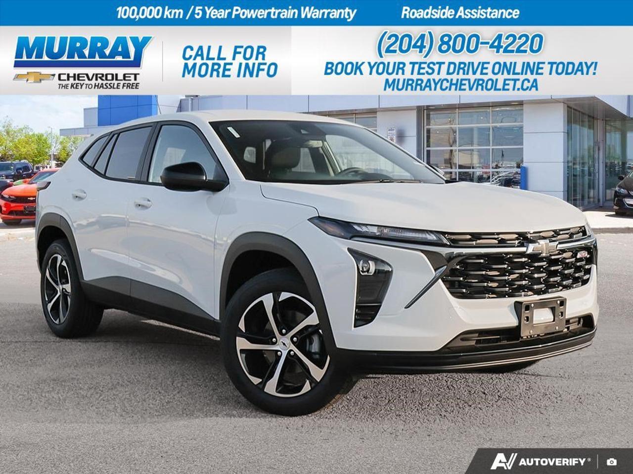 * SUMMIT WHITE * * ENGINE BLOCK HEATER * * TRANSMISSION 6-SPEED AUTOMATIC *  Discover the perfect blend of style and functionality with the 2026 Chevrolet Trax 1RS, located right here in Winnipeg. This sport utility vehicle is designed to turn heads with its stunning Summit White exterior, while ensuring you stay warm and ready for any adventure with the included engine block heater. Experience effortless driving with the smooth 6-speed automatic transmission, paired with a powerful ECOTEC 1.2L turbocharged engine that boasts an impressive 137 hp and 162 lb-ft of torque.  Inside, the Trax offers a modern interior finished in Jet Black/Grey with red accents, providing both comfort and a touch of sportiness. Enjoy advanced safety features such as Front Collision Mitigation, Blind Spot Monitor, and Cross-Traffic Alert, ensuring peace of mind on every journey. The Chevrolet Trax also keeps you connected with smart device integration, a Bluetooth connection, and a WiFi hotspot, making it the ideal choice for tech-savvy drivers.  Dealer Permit #1740