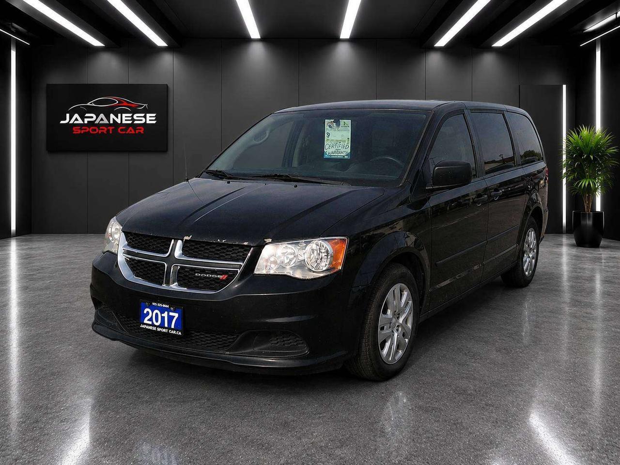 CLEAN Car fax, Safety & warranty, Trades are welcome. Need financing? No problem, we deal with many financial companies that can help buyers finance the vehicle they want! Any credit welcome. We offer FREE vehicle delivery anywhere in the Niagara Region! Have It Shipped Directly To Your Door! 
Need Bluetooth or a backup camera? Ask us about available upgrades and professional installation before delivery! 
Japanese Sport Car has been serving Canadians for over 27 years, and we strive to provide the best service possible to customers all over Canada! BUY WITH CONFIDENCE! OMVIC & UCDA Registered dealer, specializing in Commercial Trucks for over 27 years!

Vehicle Details
Year
2017
Make
Dodge
Model
Grand Caravan
Trim
4dr Wgn Canada Value Package
Mileage
228,XXX km
Doors
4
Passengers
7
Body Type
Van
Exterior Colour
Black
Interior Colour
Black
Seat Material
Cloth
Transmission
Automatic
Engine
3.6 L 6-Cyl
Drivetrain
FWD
Fuel Type
Flex Fuel

Options
Air Conditioning
Satellite Radio
Cruise Control
Heated Mirrors
Third Row Seating

We offer a comprehensive Client Care Package for only $799 which includes a certified safety inspection and a 2-year Silver Powertrain Warranty with UNLIMITED kilometers giving you confidence and coverage from day one. All prices do not include certification, applicable taxes (HST) and licensing fees. Without certification, as per OMVIC regulations, the vehicle is not road worthy, not E-tested, nor certified.