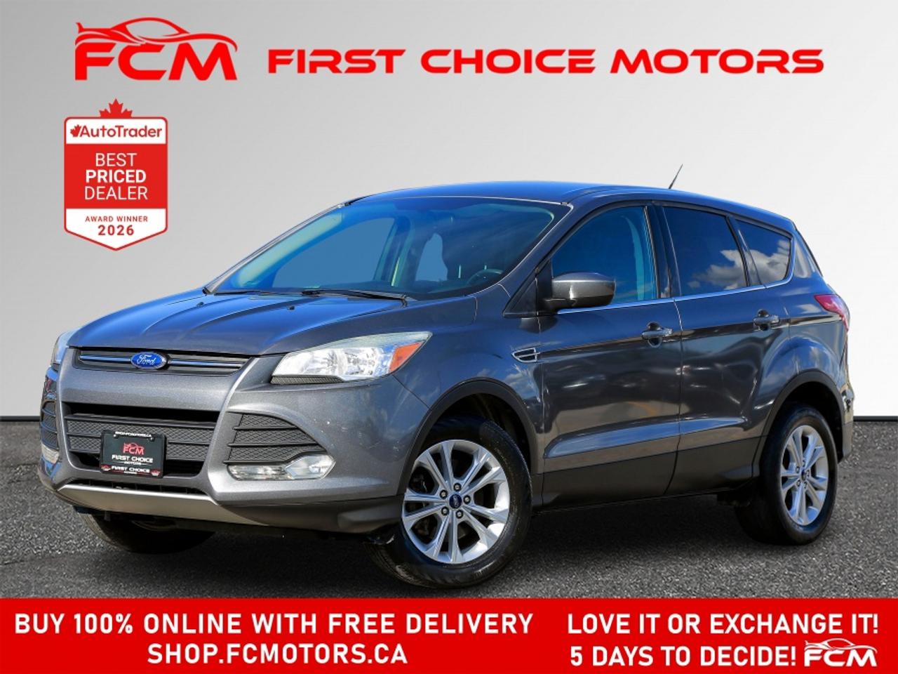 ** ** SPECIAL LIMITED TIME OFFER ** ** PURCHASE ANY VEHICLE THIS WEEK AND RECEIVE 4 BRAND-NEW ALL-SEASON TIRES AT NO ADDITIONAL COST!!! DON   T MISS THIS EXCLUSIVE CHANCE TO UPGRADE YOUR RIDE AND STAY PREPARED FOR ANY WEATHER!!! <br><br>EXCITING NEWS FROM FIRST CHOICE MOTORS! Our brand-new online showroom is now open to the public, bringing the ultimate car shopping experience right to your fingertips! Enjoy a 100% online car shopping experience, with over 500 certified vehicles in stock, comprehensive protection plans, and thousands of new auto parts & accessories available! Plus, for a limited time, were offering FREE deliveries across Ontario on all vehicle purchases! Dont miss out   visit Shop.fcmotors.ca to find and upgrade your perfect vehicle today!<br><br>Welcome to First Choice Motors, the largest car dealership in Toronto of pre-owned cars, SUVs, and vans priced between $5000-$15,000. With an impressive inventory of over 300 vehicles in stock, we are dedicated to providing our customers with a vast selection of affordable and reliable options. <br><br>Were thrilled to offer a used 2013 Ford Escape SE, grey color with 97,000km (STK#10063) This vehicle was $10990 NOW ON SALE FOR $9990. It is equipped with the following features:<br>- Automatic Transmission<br>- Heated seats<br>- Alloy wheels<br>- Power windows<br>- Power locks<br>- Power mirrors<br>- Air Conditioning<br><br>At First Choice Motors, we believe in providing quality vehicles that our customers can depend on. All our vehicles come with a 36-day guarantee on all safety related items. We also offer additional warranty options up to 5 years for our customers who want extra peace of mind.<br><br>Furthermore, all our vehicles are sold fully certified with brand new brakes rotors and pads, a fresh oil change, and brand new set of all-season tires installed & balanced. You can be confident that this car is in excellent condition and ready to hit the road.<br><br>At First Choice Motors, we believe that everyone deserves a chance to own a reliable and affordable vehicle. Thats why we offer financing options with low interest rates starting at 7.9% O.A.C. Were proud to approve all customers, including those with bad credit, no credit, students, and even 9 socials. Our finance team is dedicated to finding the best financing option for you and making the car buying process as smooth and stress-free as possible.<br><br>Our dealership is open 7 days a week to provide you with the best customer service possible. We carry the largest selection of used vehicles for sale under $9990 in all of Ontario. We stock over 300 cars, mostly Hyundai, Chevrolet, Mazda, Honda, Volkswagen, Toyota, Ford, Dodge, Kia, Mitsubishi, Acura, Lexus, and more. With our ongoing sale, you can find your dream car at a price you can afford. Come visit us today and experience why we are the best choice for your next used car purchase!<br><br>All prices include $22.00 OMVIC Fee.  Excludes, license plates, ownership registration and ONTARIO HST (13%)<br>*No Credit Card payments can be accepted for Vehicle Purchases*