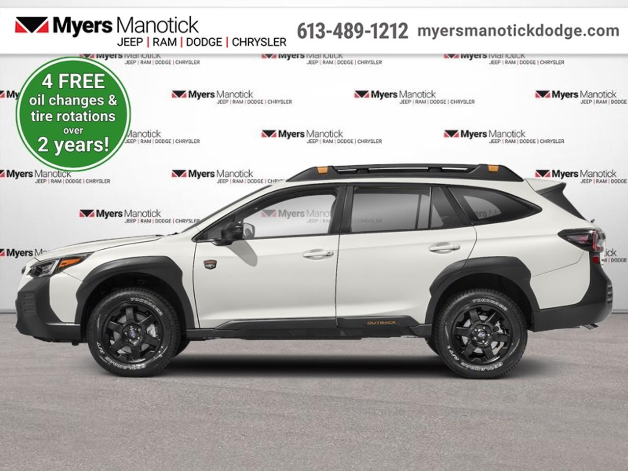 <b>Off-Road Suspension,  Skid Plates,  Sunroof,  Power Liftgate,  Navigation!</b><br> <br>  Compare at $25533 - Our Price is just $24789! <br> <br>The iconic Subaru Outback is back and better than ever for 2022. This 2022 Subaru Outback is fresh on our lot in Manotick.<br> <br>The 2022 Subaru Outback was made for the adventurer in all of us. Whether you want a better daily drive, or just the perfect backcountry camping spot, this SUV alternative is fit for the road. With impressive infotainment systems, rugged and sophisticated capability, and aggressive styling, the 2022 Subaru Outback is the perfect all-around ride for those that want a little more out of there weekend.<br> <br>This SUV has 184,683 km. Its Crystal White Pearl in colour. It has an Automatic transmission and is powered by a 260HP 2.4L 4 Cylinder Engine. <br> <br> Our Outbacks trim level is Wilderness. This tech-filled Outback is ready to keep you comfy and safe with Apple CarPlay, Android Auto, Bluetooth streaming and phone assistant, heated steering wheel, distance pacing cruise with stop and go, automatic emergency braking, lane keep assist, and directionally adaptive automatic LED lighting. This off-road focused Wilderness trim adds a sunroof, skid plates, off-road suspension, black styling, front and rear tow hooks, all-weather upholstery with geometric patterning, navigation, Harman Kardon audio, wireless charging, power liftgate, proximity keys, blind spot detection, and alloy wheels. This vehicle has been upgraded with the following features: Off-Road Suspension, Skid Plates, Sunroof, Power Liftgate, Navigation, Harman Kardon Premium Audio, Wireless Charging.<br> <br>To apply right now for financing use this link: <a href=https://CreditOnline.dealertrack.ca/Web/Default.aspx?Token=3206df1a-492e-4453-9f18-918b5245c510&Lang=en target=_blank>https://CreditOnline.dealertrack.ca/Web/Default.aspx?Token=3206df1a-492e-4453-9f18-918b5245c510&Lang=en</a><br> <br/><br>If youre looking for a Dodge, Ram, Jeep, and Chrysler dealership in Ottawa that always goes above and beyond for you, visit Myers Manotick Dodge today! Were more than just great cars. We provide the kind of world-class Dodge service experience near Kanata that will make you a Myers customer for life. And with fabulous perks like extended service hours, our 30-day tire price guarantee, the Myers No Charge Engine/Transmission for Life program, and complimentary shuttle service, its no wonder were a top choice for drivers everywhere. Get more with Myers! <br>*LIFETIME ENGINE TRANSMISSION WARRANTY NOT AVAILABLE ON VEHICLES WITH KMS EXCEEDING 140,000KM, VEHICLES 8 YEARS & OLDER, OR HIGHLINE BRAND VEHICLE(eg. BMW, INFINITI. CADILLAC, LEXUS...)<br> Come by and check out our fleet of 20+ used cars and trucks and 40+ new cars and trucks for sale in Manotick.  o~o