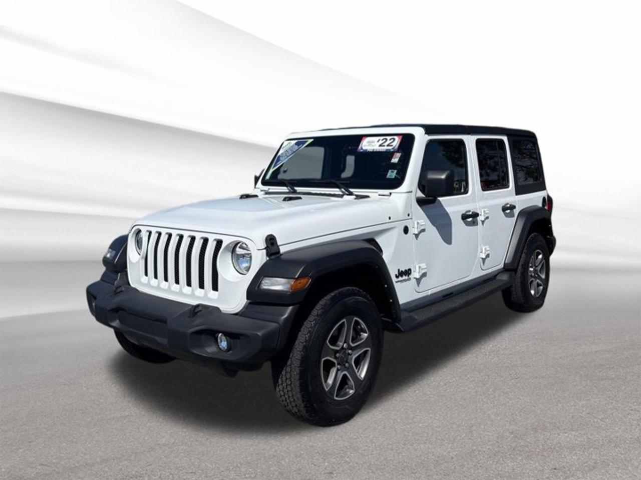 Experience open-air freedom with this used 2022 Jeep Wrangler Sport at Steele Halifax Chrysler Dodge Jeep Ram FIAT in Halifax. Finished in White with a Black interior, this four-door hybrid SUV blends iconic Jeep design with added electrified efficiency. With only 7,898 km, automatic transmission, and four-wheel drive, this Wrangler Sport is ready for city streets, coastal drives, and weekend escapes.This 2022 Jeep Wrangler Sport stands out with its gas/electric 3.6 L V-6 hybrid powertrain, giving you the capability Jeep drivers expect with the added benefit of hybrid technology. Its convertible design adds a fun, flexible edge, while the low odometer reading makes it an appealing choice for drivers who want a nearly new feel in a proven adventure-ready package.FEATURES OF THE Wrangler SportRemovable roof panels for open-air drivingFour-wheel drive for confident all-season tractionHybrid V-6 power for added efficiencyFour-door body adds everyday practicalityADVANCED SAFETY FEATURESFour-wheel drive supports secure road gripRear window defroster aids winter visibilityAuto-dimming mirror reduces night glareStrong Jeep design inspires daily confidencePERFORMANCE AND EFFICIENCYGas-electric V-6 balances power and efficiencyAutomatic transmission delivers smooth daily drivingHybrid system supports reduced fuel consumptionLow 7,898 km shows light usageCOMFORT AND CONVENIENCEPower windows add simple everyday easeKeyless entry helps quick cabin accessFour doors improve passenger convenienceConvertible layout enhances fresh-air enjoymentTECHNOLOGY AND CONNECTIVITYSatellite radio expands entertainment choicesClear controls support easy operationAuto-dimming mirror adds useful cabin functionHybrid driving brings modern motoring appealCARGO SPACERear area handles daily gear wellFour-door layout improves loading convenienceFlexible cabin suits errands or tripsPractical storage supports active lifestylesAWARDS & RECOGNITIONSBest Resale Value, Canadian Black Book, 2022Lowest Cost to Own, Kelley Blue Book, 2022WHAT OTHER OWNERS LIKEOpen-air driving creates unique everyday funHybrid power adds welcome fuel savingsFour-wheel drive boosts year-round confidenceJeep capability supports weekend adventure plansFor drivers who want a capable SUV with a more efficient edge, this 2022 Jeep Wrangler Sport checks the right boxes. The hybrid powertrain helps make daily driving more economical, while the classic Jeep convertible format keeps every trip enjoyable. It is a smart fit for Halifax drivers who want versatility, style, and proven four-wheel-drive confidence.This 2022 Jeep Wrangler Sport is a hybrid vehicle, and that added electrified performance gives it extra appeal in todays market. If you want a low-kilometre Jeep with bold character, practical four-door usability, and hybrid efficiency, this one deserves a close look at Steele Halifax Chrysler Dodge Jeep Ram FIAT.This 2022 Jeep Wrangler Sports VIN is: 1C4HJXDG8NW200242.We invite you to book a viewing and test drive at your earliest convenience