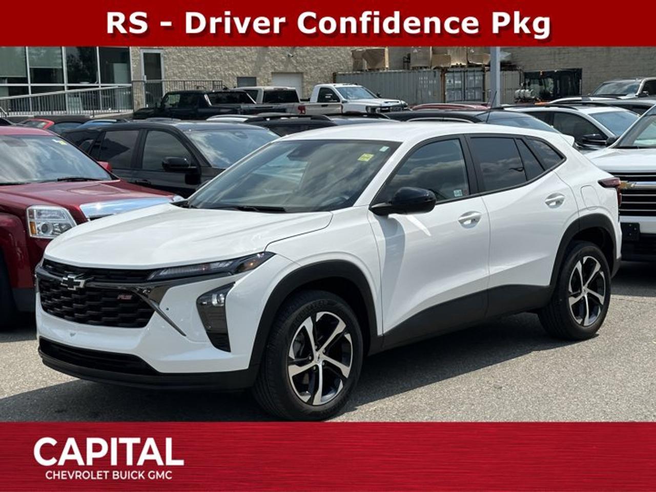 Come see this 2024 Chevrolet Trax 1RS. Its Automatic transmission and Turbocharged Gas 3-Cyl 1.2L/ engine will keep you going. This Chevrolet Trax features the following options: ENGINE, ECOTEC 1.2L TURBO DOHC DI WITH VARIABLE VALVE TIMING (VVT) (137 hp [102 kW] @ 5000 rpm, 162 lb-ft of torque [219 N-m] @ 2500 rpm) (STD), Wireless Apple CarPlay/Wireless Android Auto, Wipers, front intermittent, variable speed, Wiper, rear, intermittent, Windows, power rear, express down, Window, power, front passenger with express down, Window, power, driver with express down, Wi-Fi Hotspot capable (Terms and limitations apply. See onstar.ca or dealer for details.), Wheels, 18 (45.7 cm) Black-painted machined aluminum, and Wheel, spare, 16 (40.6 cm) steel. Stop by and visit us at Capital Chevrolet Buick GMC Inc., 13103 Lake Fraser Drive SE, Calgary, AB T2J 3H5.